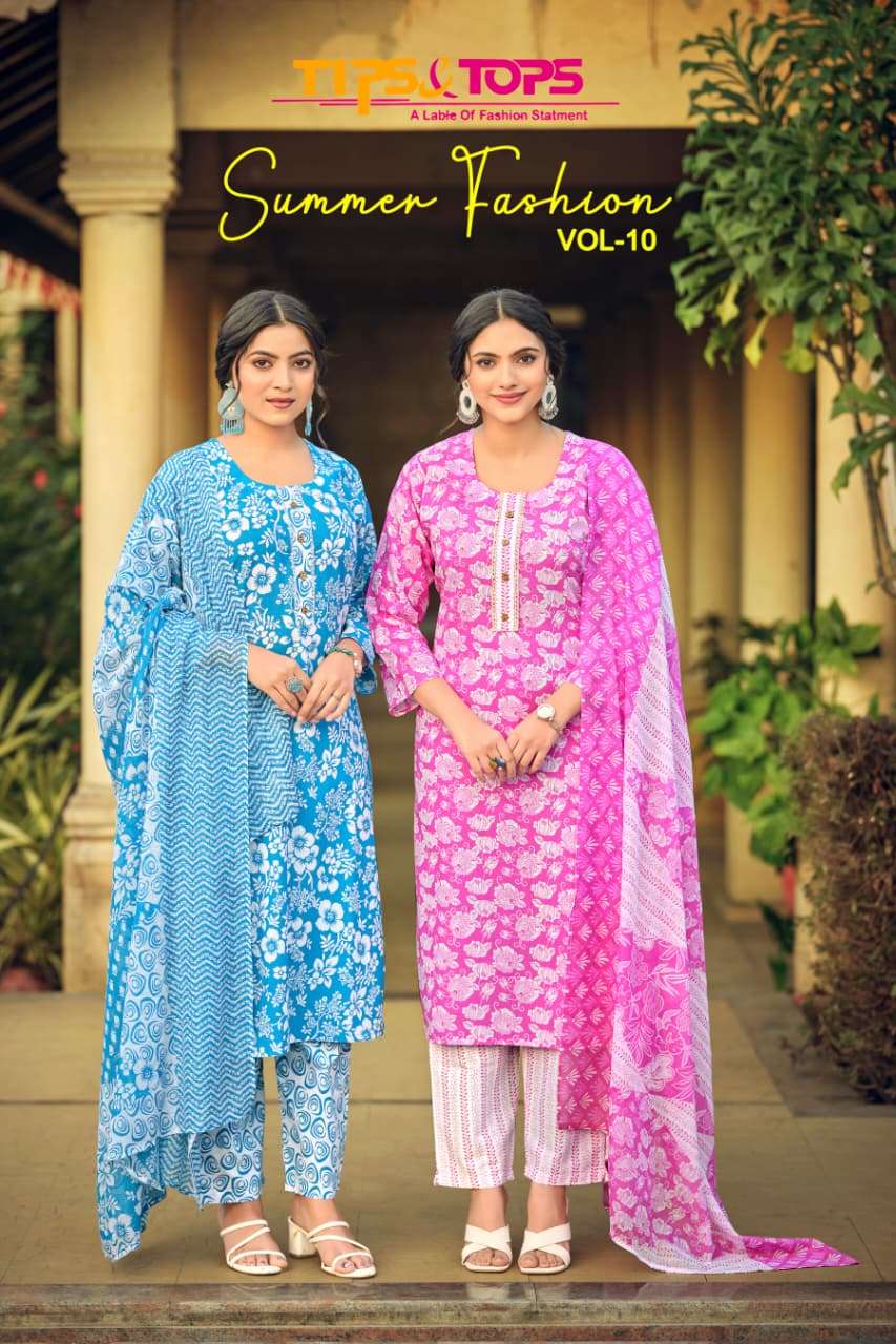 TIPS AND TOPS SUMMER FASHION VOL-10 1001 TO 1006 SERIES COTTON PRINTED DRESSES-00140