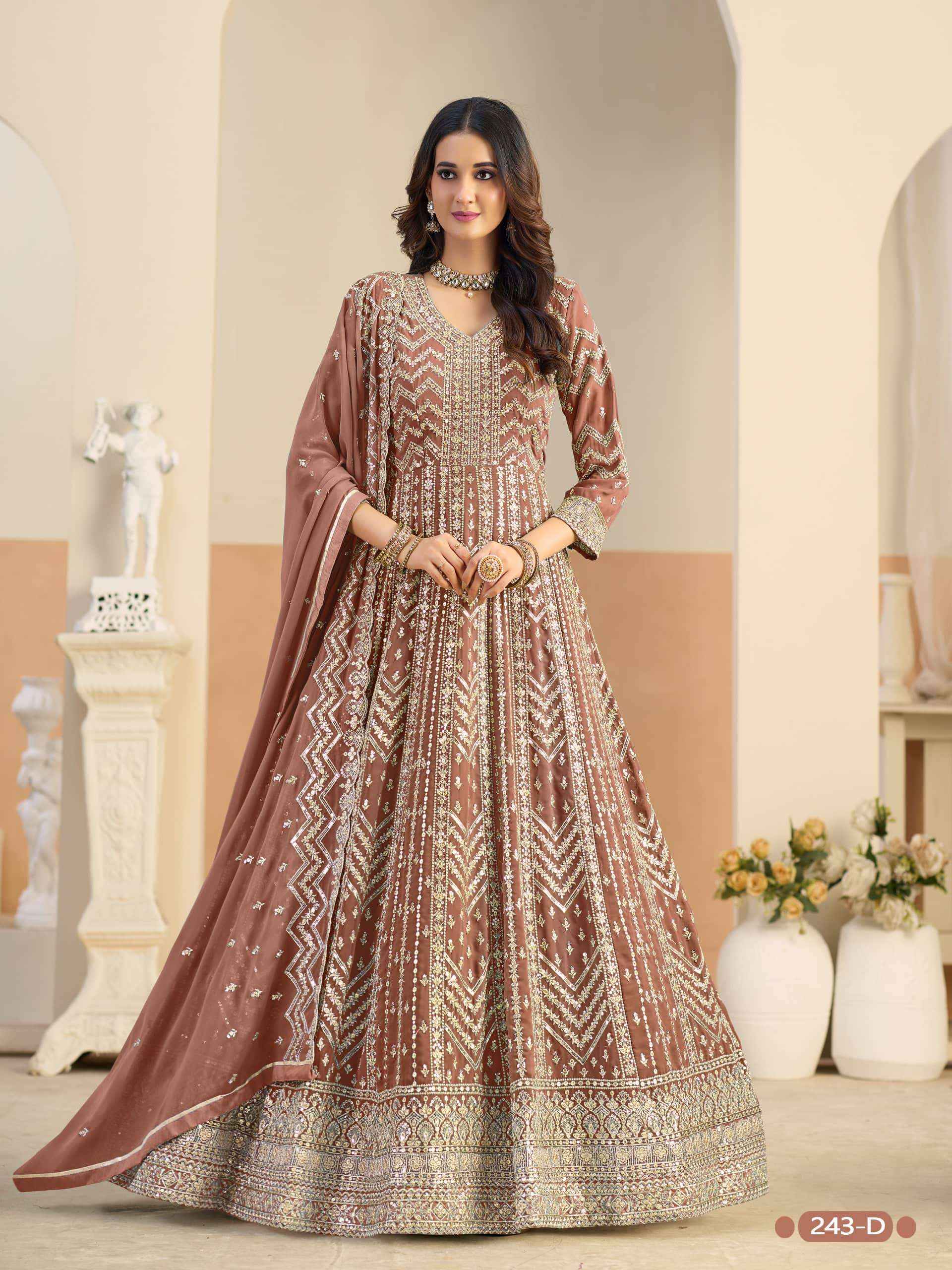 TWISHA AANAYA VOL-243 A TO D SERIES PURE FAUX GEORGETTE EMBROIDERY PAKISTANI GOWN-00274