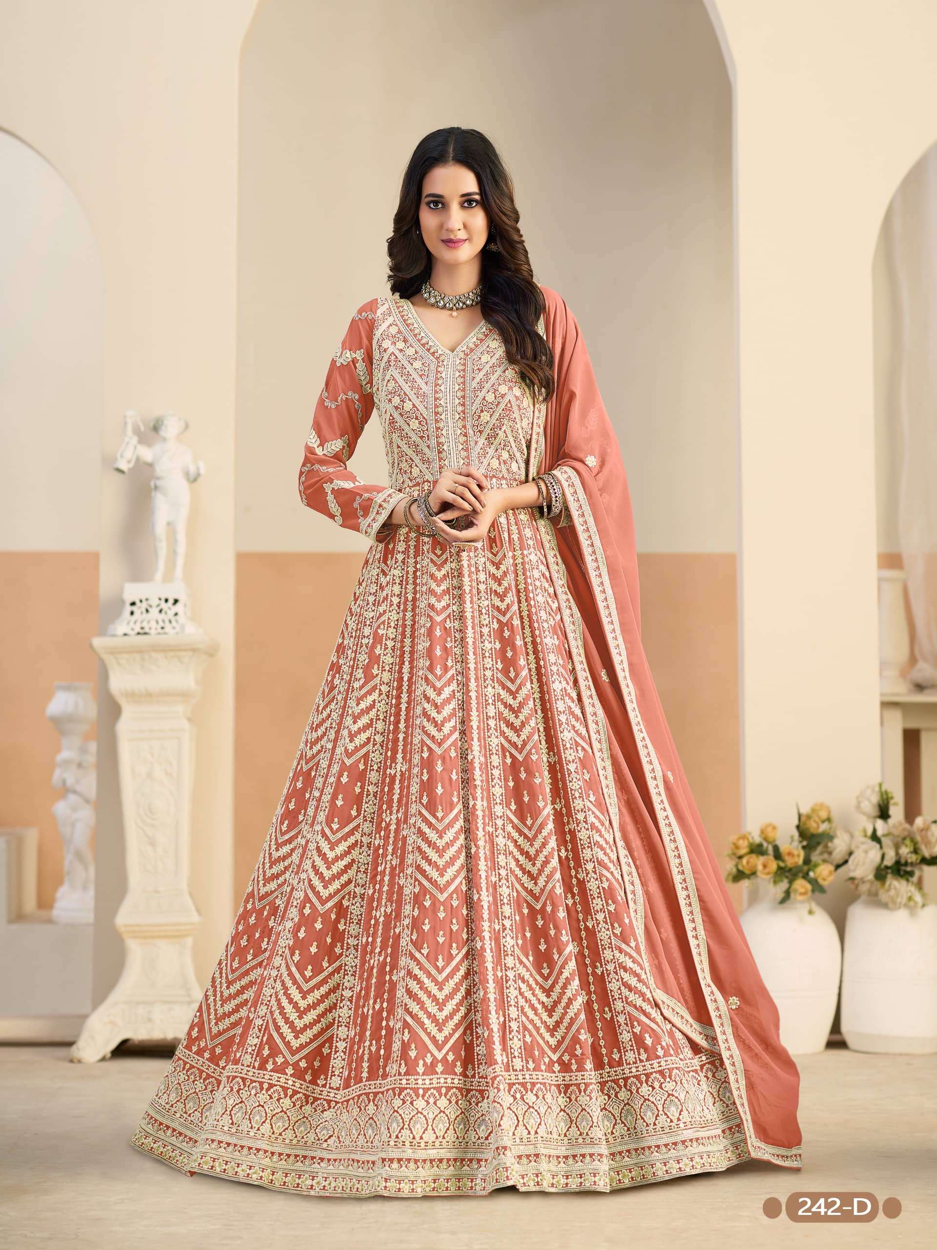 TWISHA ANAYA VOL-242 A TO D SERIES PURE GEORGETTE EMBROIDERY DRESSES-00274