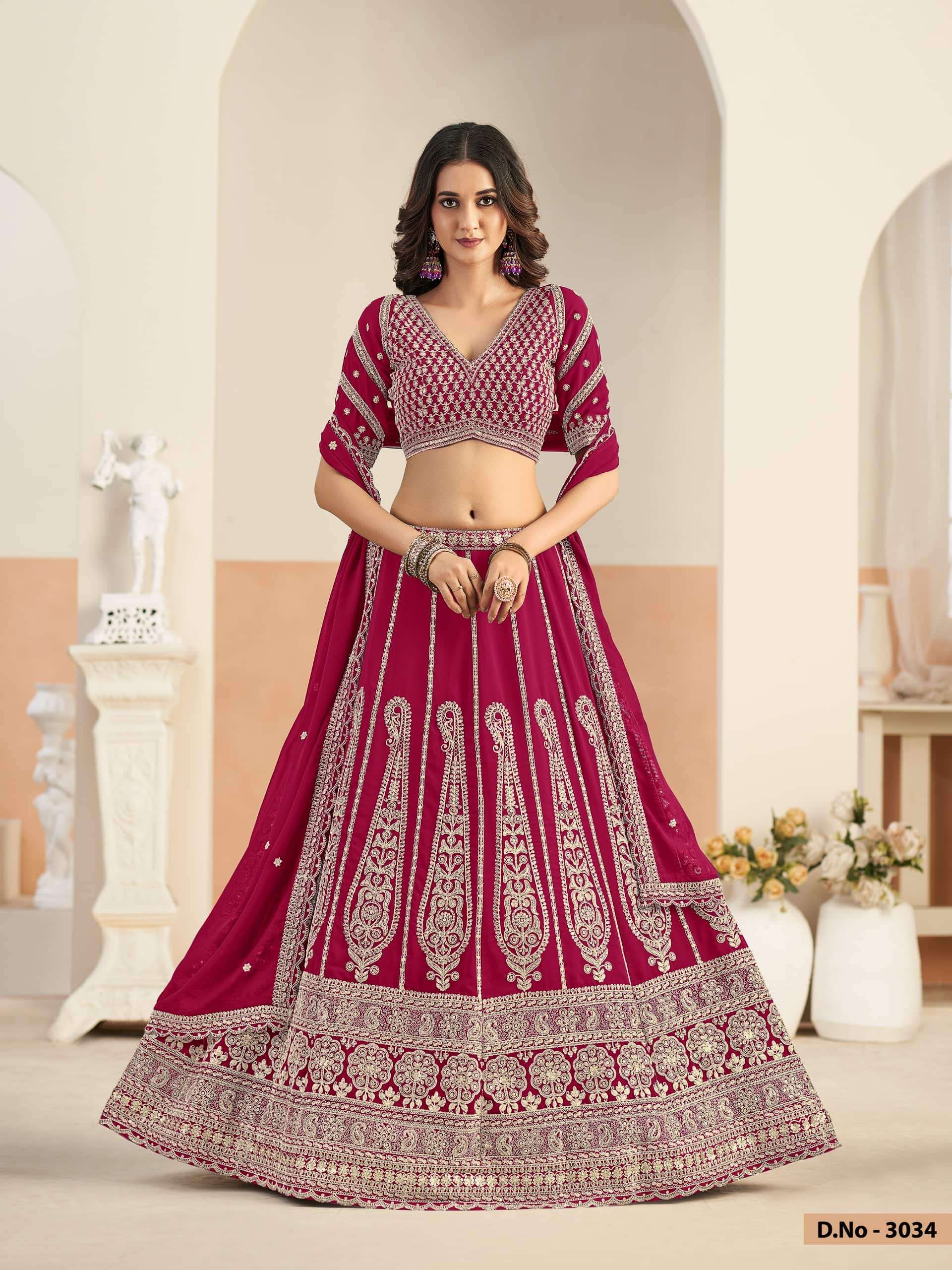 TWISHA MEHVISH VOL-33 3031 TO 3034 SERIES PURE FAUX GEORGETTE EMBROIDERY LEHENGAS-00274
