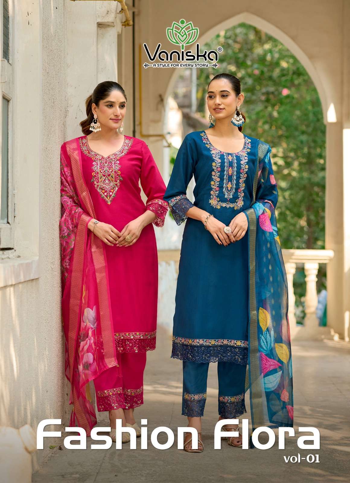 VANISKA FASHION FASHION FLORA VOL-01 1001 TO 1006 SERIES PURE SILK  DRESSES-00014