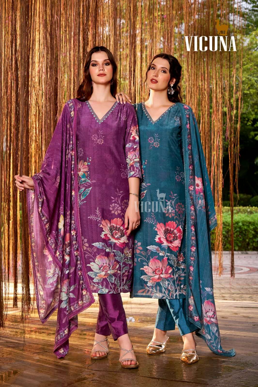 VICUNA 128 WINE & RAMA MUSLIN PRINTED DRESSES - 00322