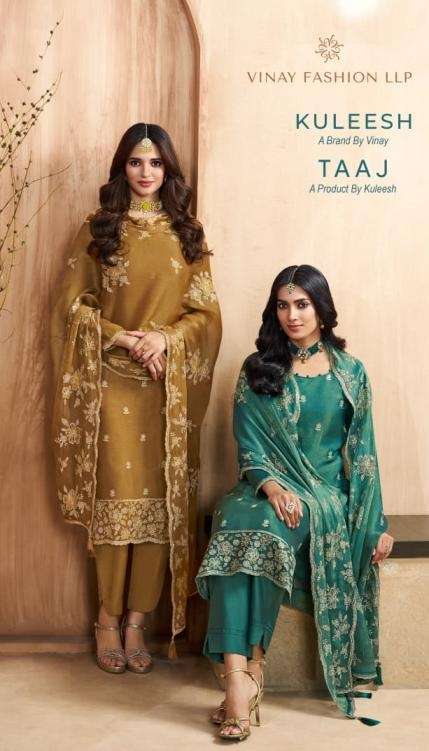 VINAY FASHION KULEESH TAAJ 77461 TO 77464 SERIES PURE SILK EMBROIDERY DRESSES-00025