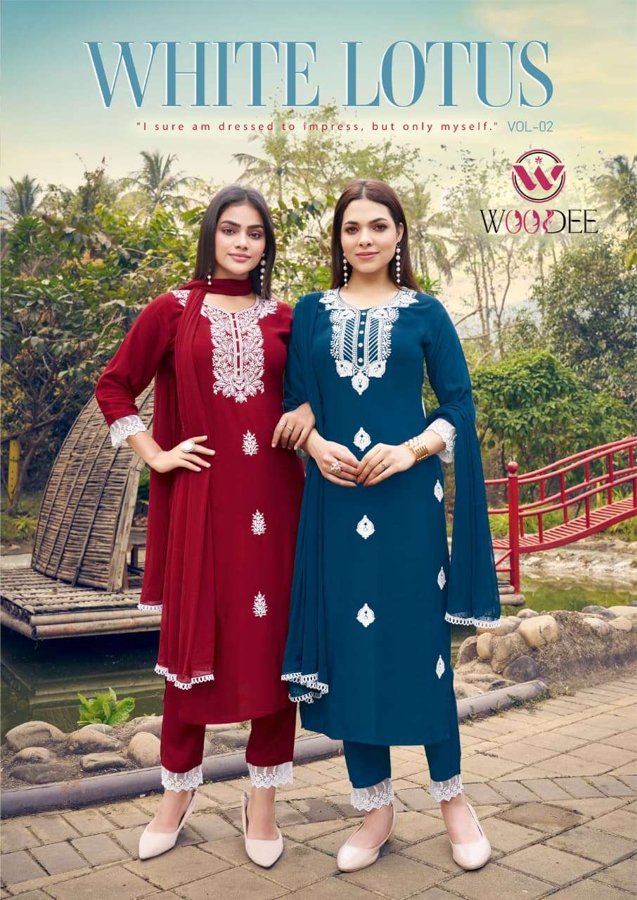 WOODEE WHITE LOTUS VOL-02 2001 TO 2006 SERIES PURE RAYON DRESSES-00014