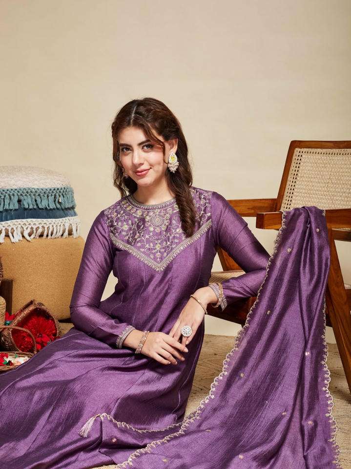YD-0050S BY ASLIWHOLESALE VICHITRA SILK EMBROIDERY DRESSES - 00104