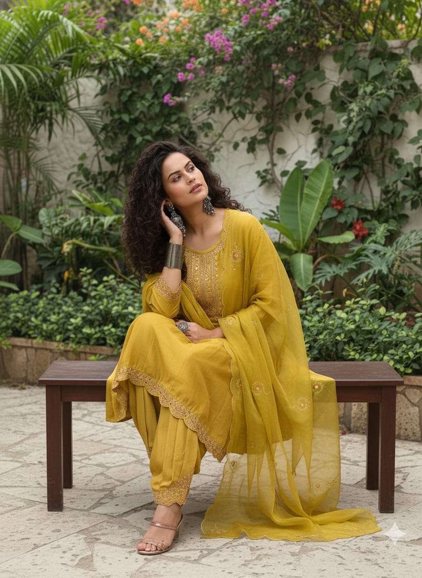 YD-0059 BY ASLIWHOLESALE VICHITRA SILK EMBROIDERY DRESSES - 00104
