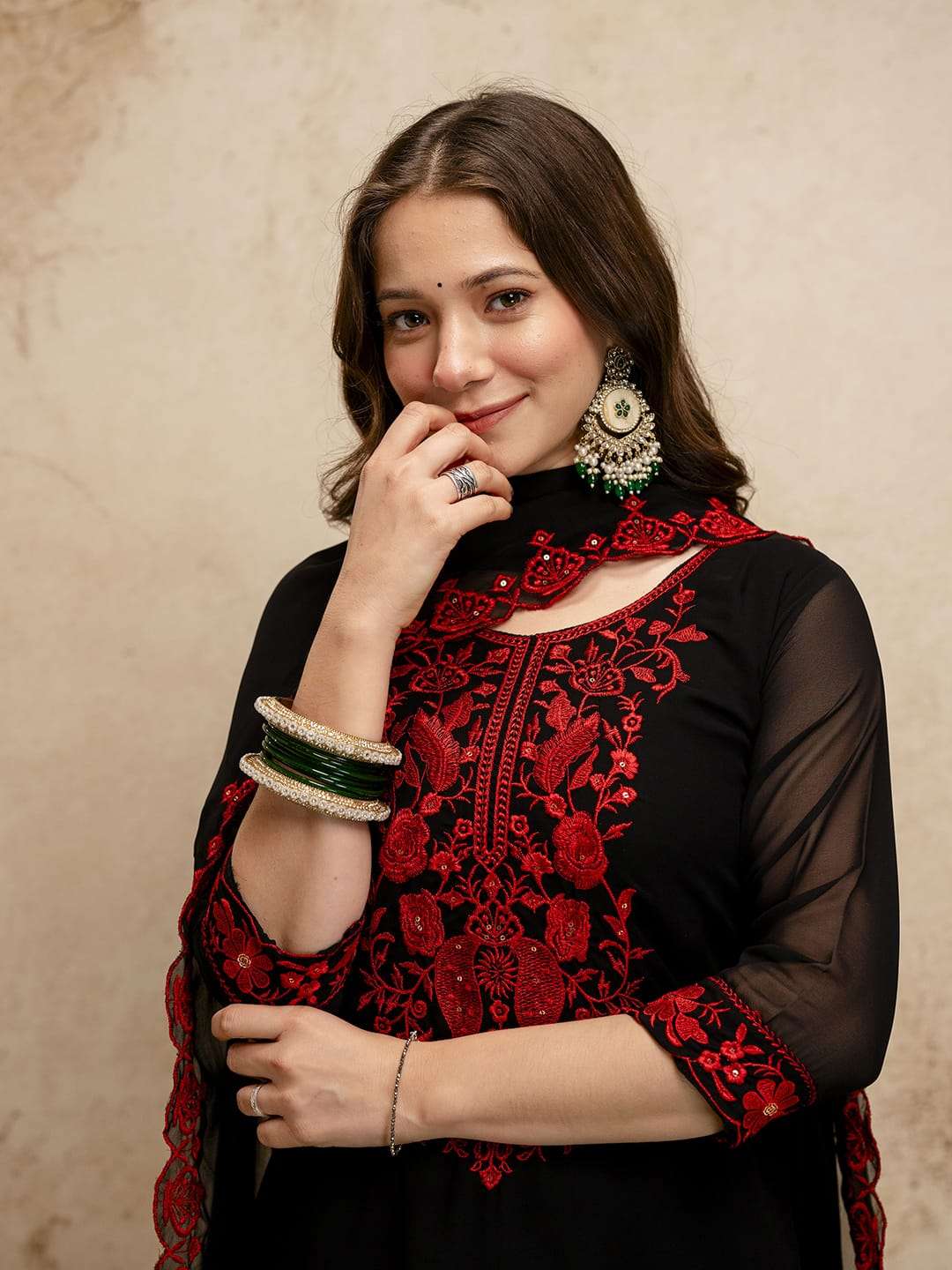 YD-0063 BY ASLIWHOLESALE SIMAR SILK EMBROIDERY STITCHED DRESSES - 00104