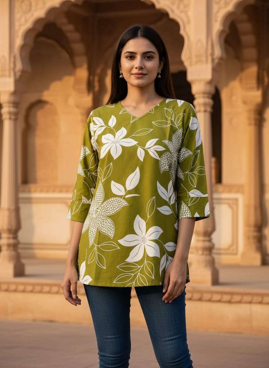  YD-064 BY ASLIWHOLESALE SIMAR RAYON PRINTED KURTI-00104