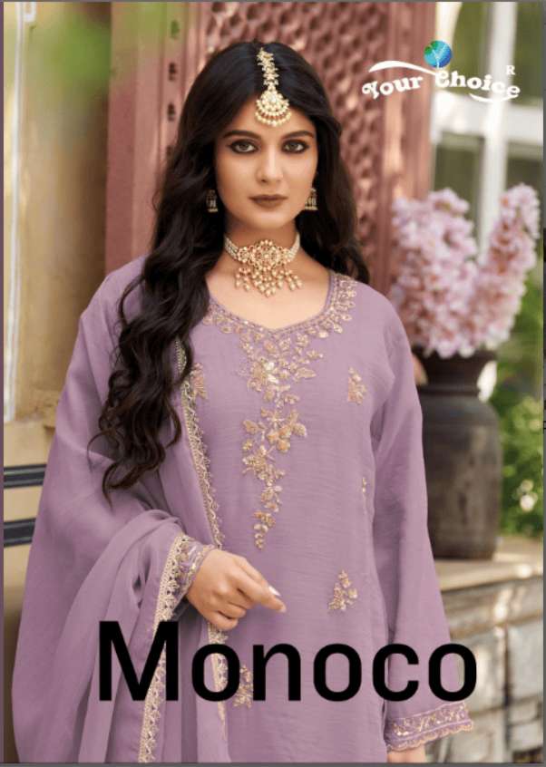 YOUR CHOICE MONOCO 1001 TO 1003 SERIES ROSE GOLD EMBROIDERY PAKISTANI SUITS-00028