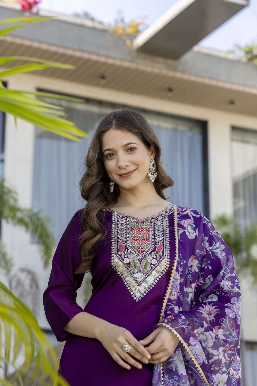 ZARA 2 BY ASLIWHOLESALE VISCOSE CHANDERI EMBROIDERY STITCHED DRESSES-00264