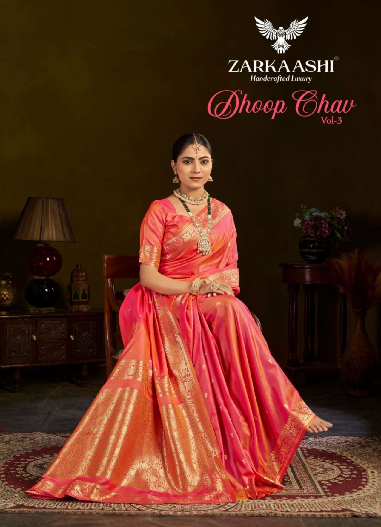 ZARKAASHI DHOP CHAV VOL-03 187 A TO D SERIES PURE BANARASI SILK SAREES-00137