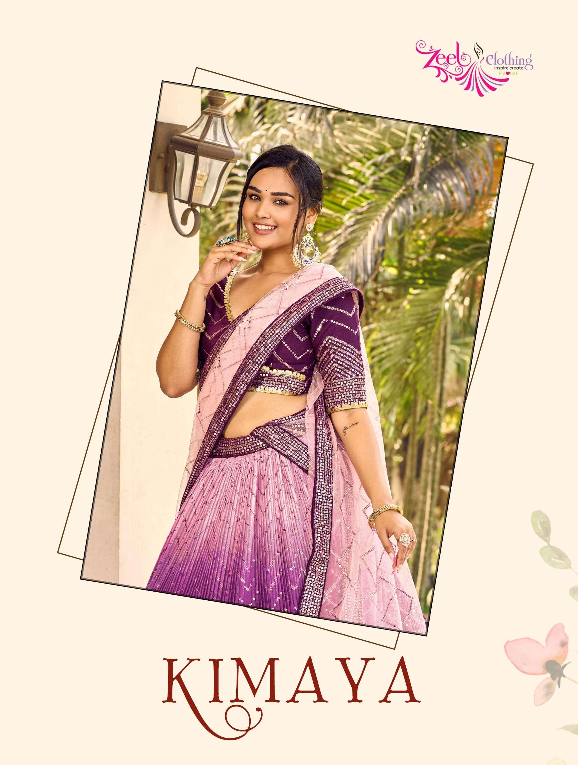ZEEL CLOTHING KIMAYA 5057 BLACK TO 5057 YELLOW SERIES CHINON EMBROIDERY LEHENGAS-00139