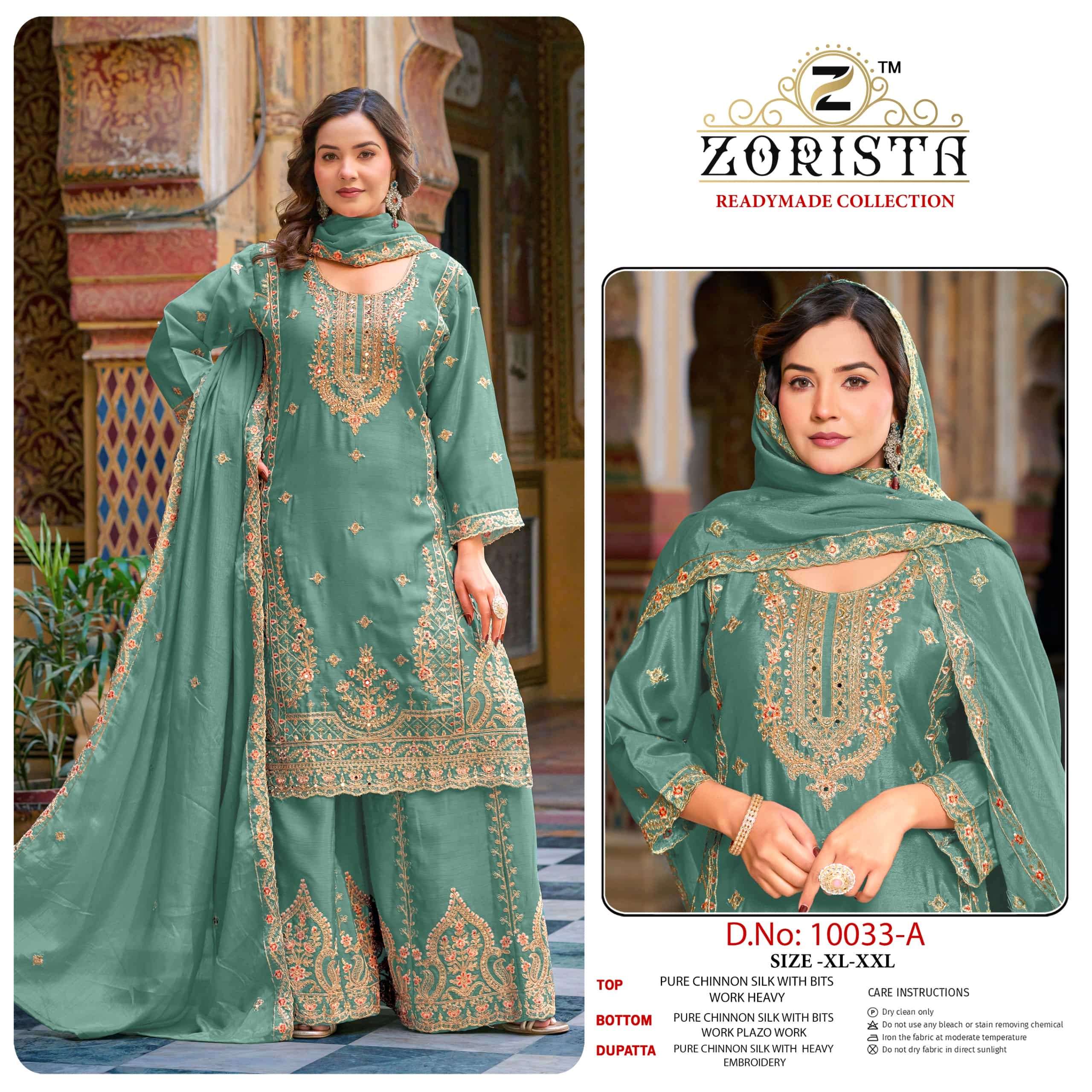 ZORISTA 10033 A TO D SERIES CHINON SILK EMBROIDERY PAKISTANI SUITS SET-00201