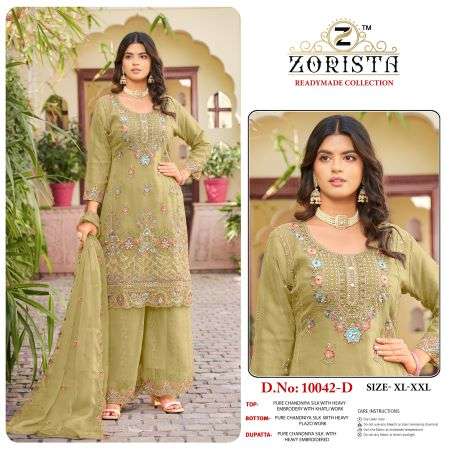 ZORISTA 10042 A TO D SERIES CHIFFON SILK EMBROIDERY PAKISTANI SUITS SET-00201