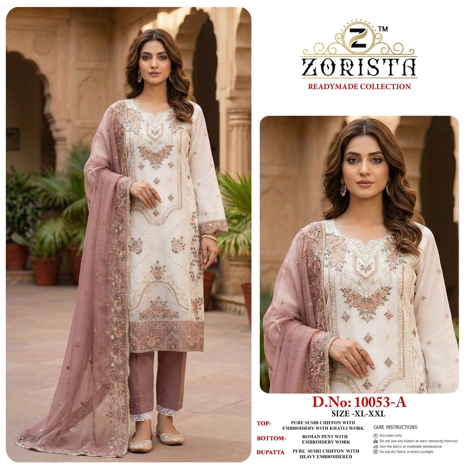 ZORISTA 10053 A TO D SERIES CHIFFON SILK EMBROIDERY PAKISTANI DRESSES-00201