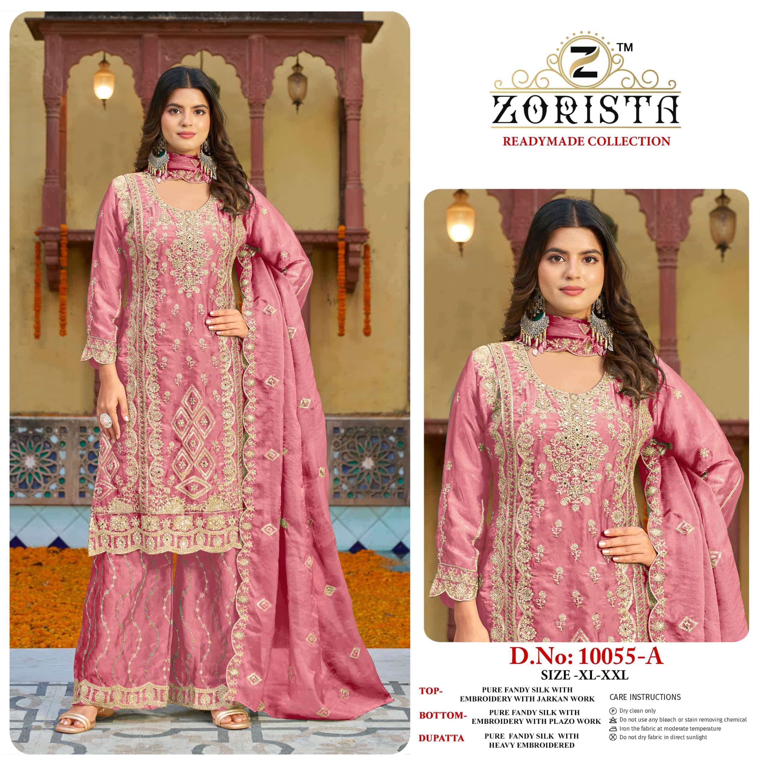 ZORISTA 10055 A TO D SERIES SILK EMBROIDERY PAKISTANI STITCHED SUIT SET-00201