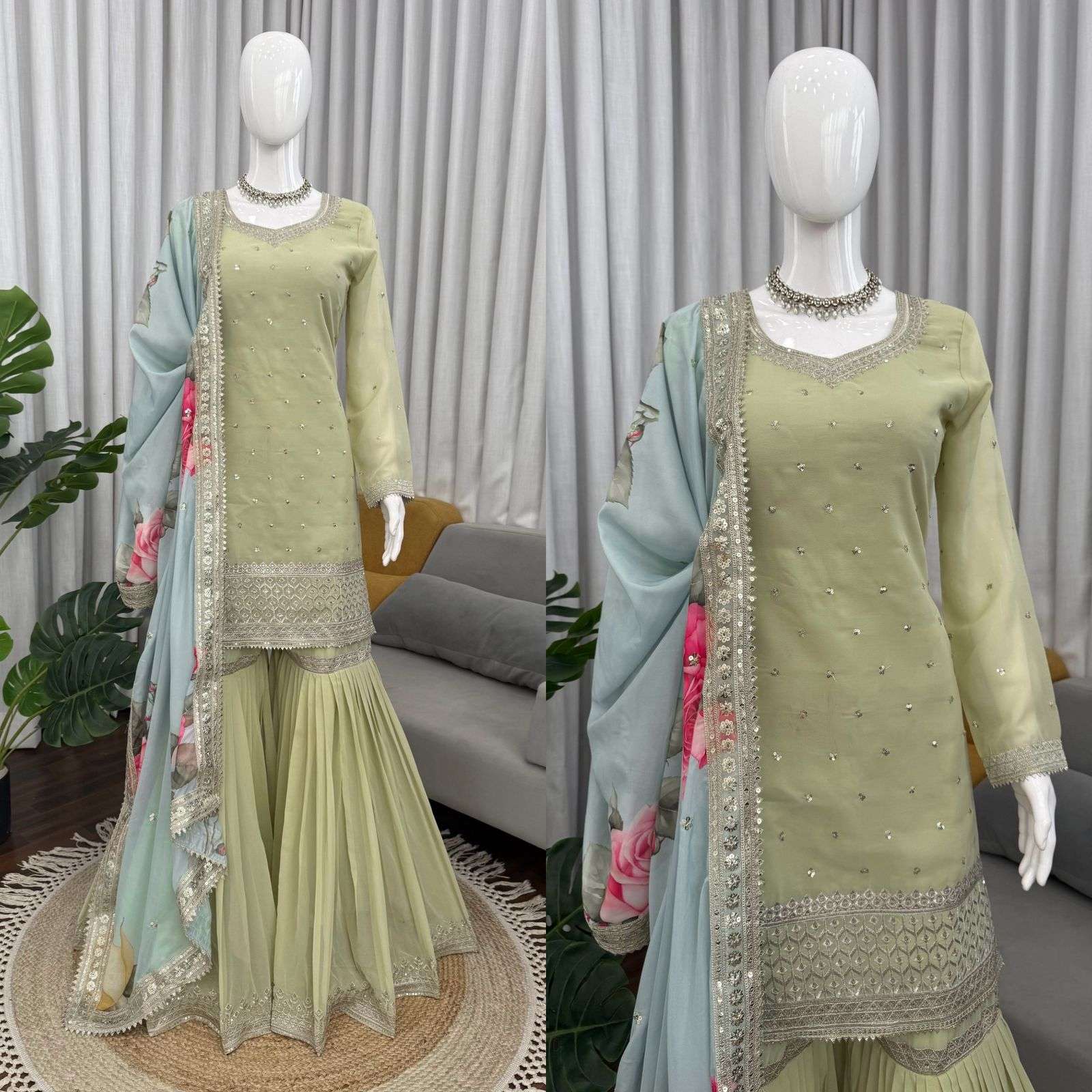1584 HIT COLOUR BY ASLIWHOLESALE DESIGNER PURE FAUX GEORGETTE EMBROIDERY PAKISTANI DRESS-00241