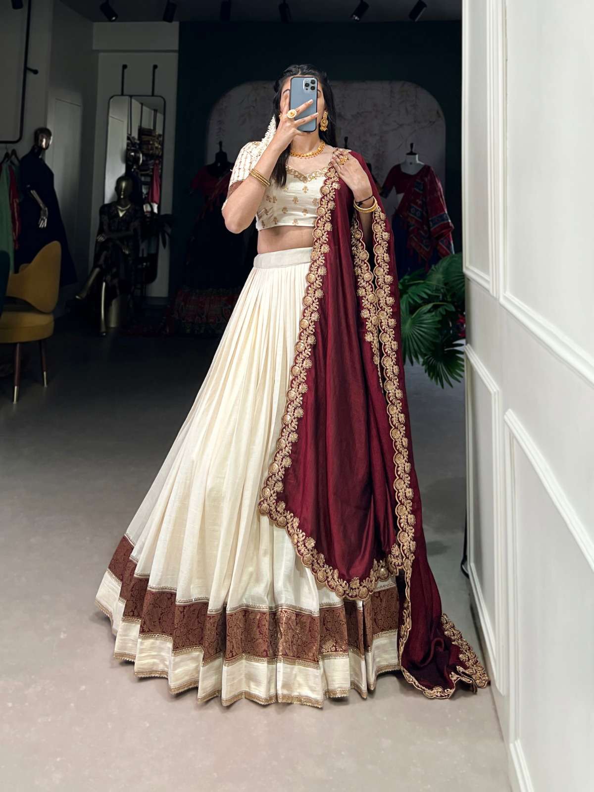 2049 COLOUR BY ASLIWHOLESALE VICHITRA SILK SEMI-STITCHED LEHENGAS-00195 