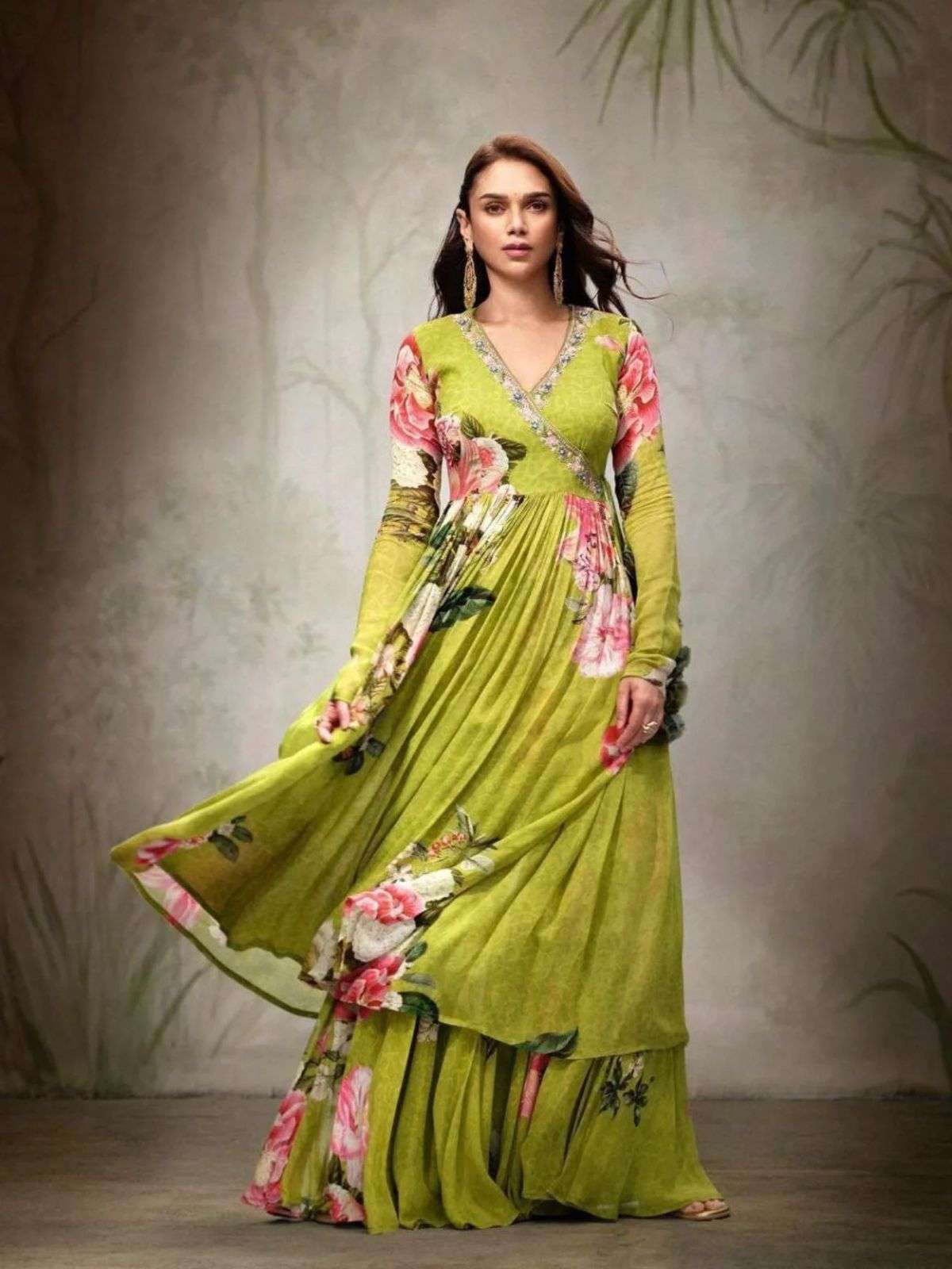 229 HIT DESIGN BY ASLIWHOLESALE CREPE SILK ANARKALI STITCHED DRESSES - 00291