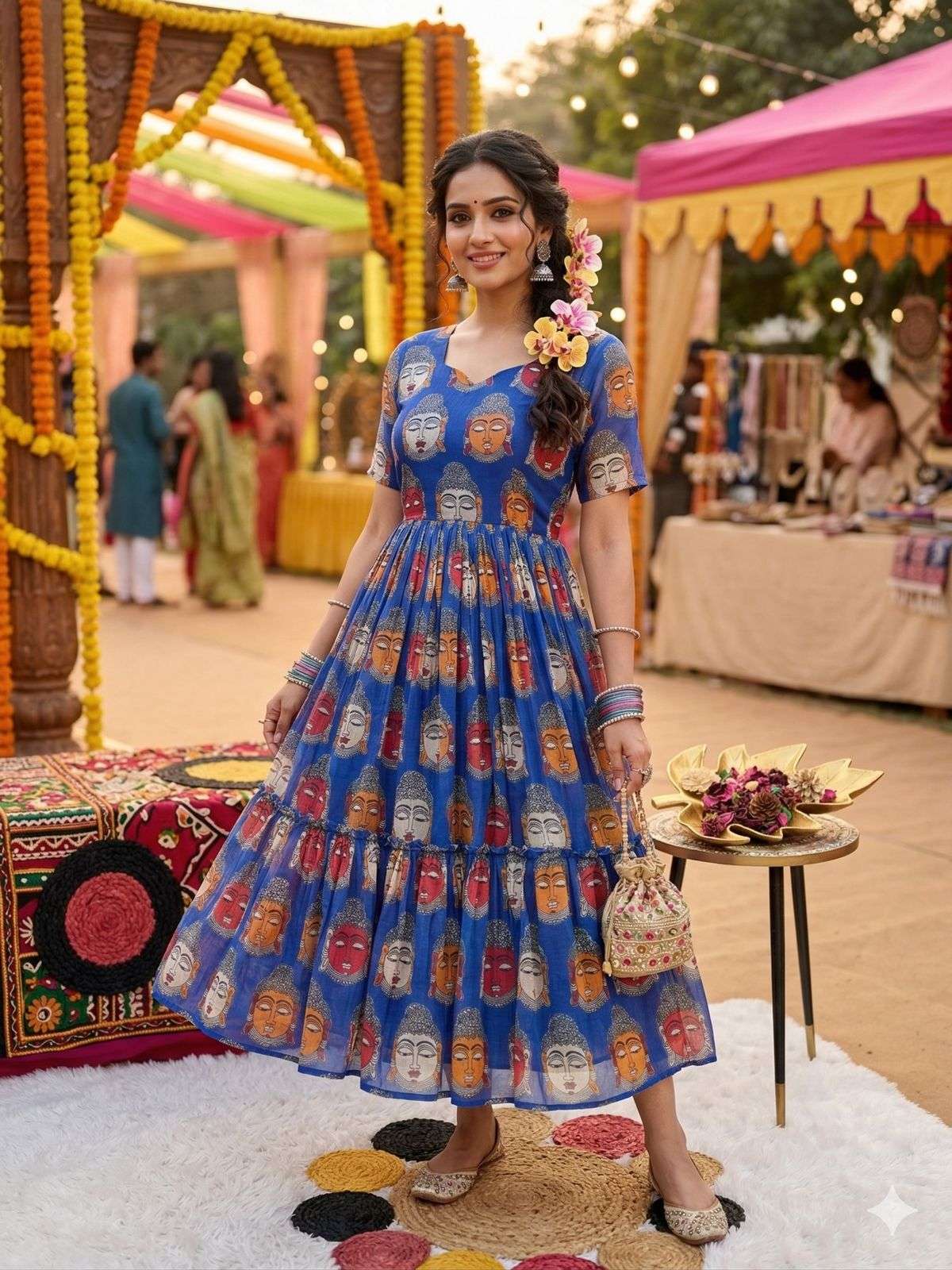 230 HIT DESIGN BY ASLIWHOLESALE CHANDERI PRINTED GOWNS - 00291