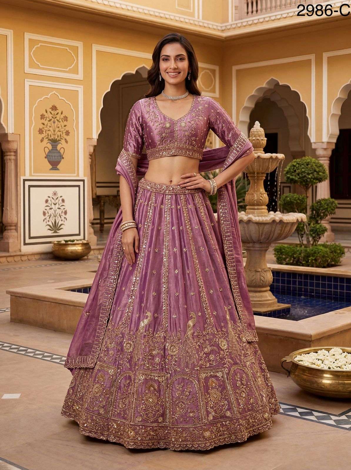2986 HIT COLOUR BY ASLIWHOLESALE FENDY SILK EMBROIDERY SEMI-STITCHED LEHENGAS-00130