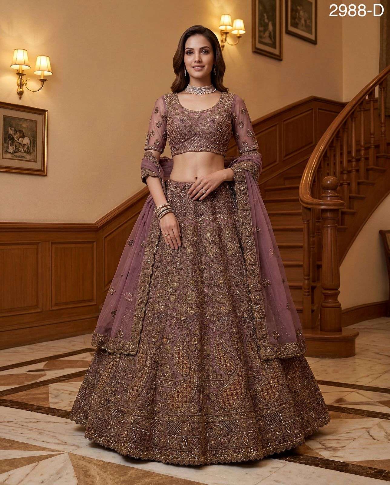 2988 HIT COLOUR BY ASLWIHOLESALE NET EMBROIDERY PREMIUM LEHENGAS-00130