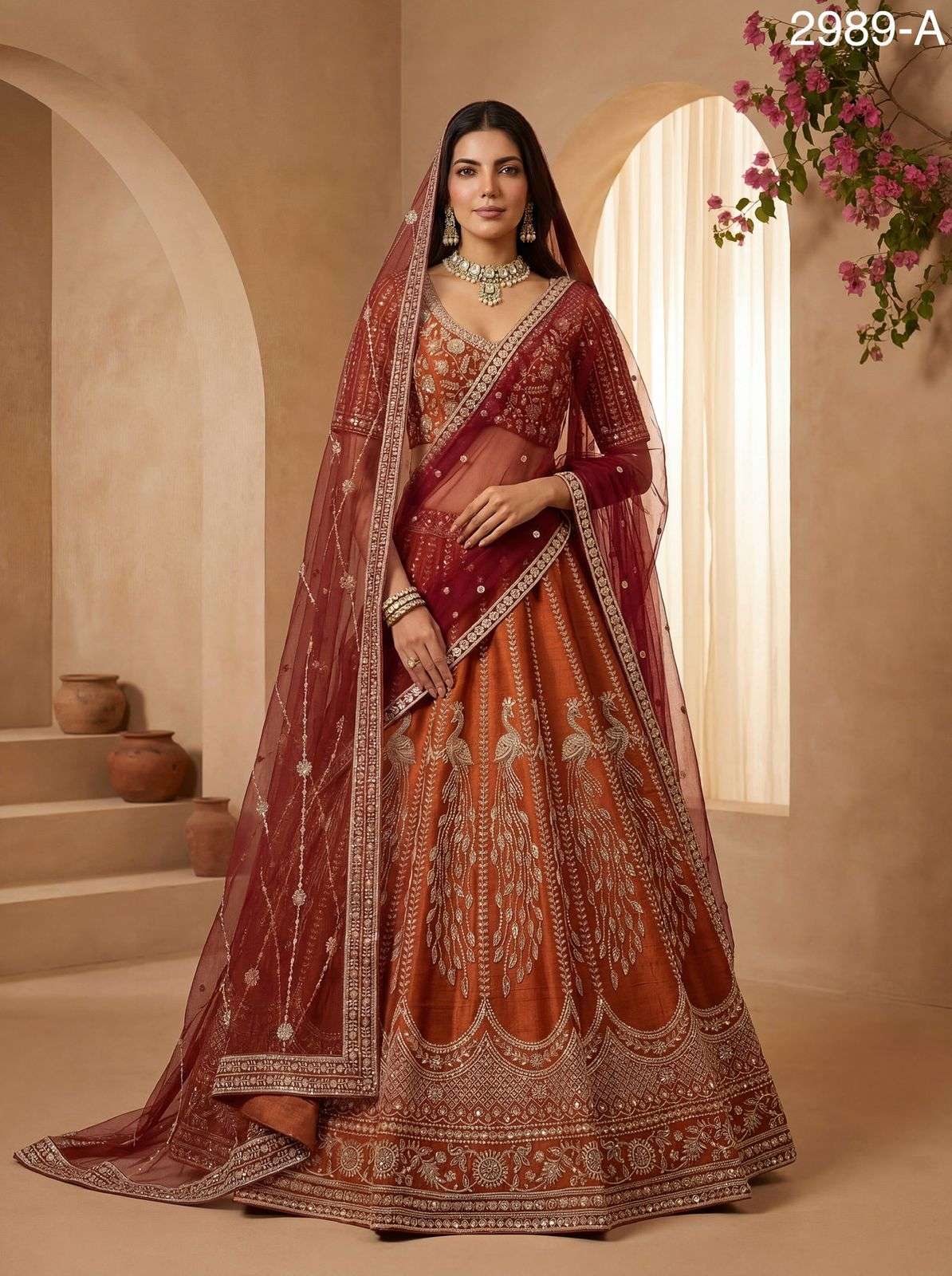 2989 HIT COLOUR BY ASLIWHOLESALE SILK HEAVY EMBROIDERY PREMIUM LEHENGAS-00130