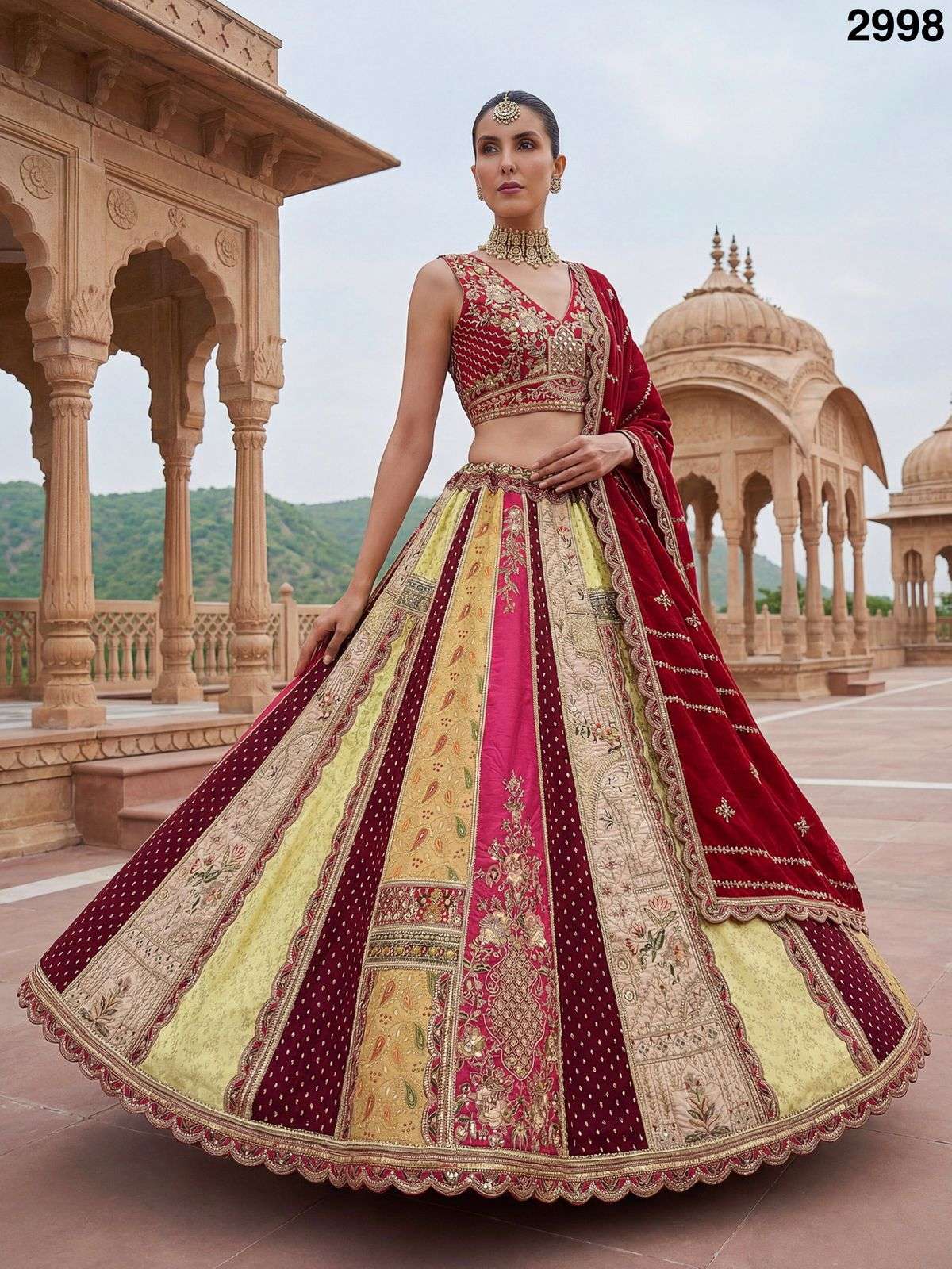 2998 HIT COLOUR BY ASLIWHOLESALE SILK EMBROIDERY MIRROR WORK LEHENGAS-00130
