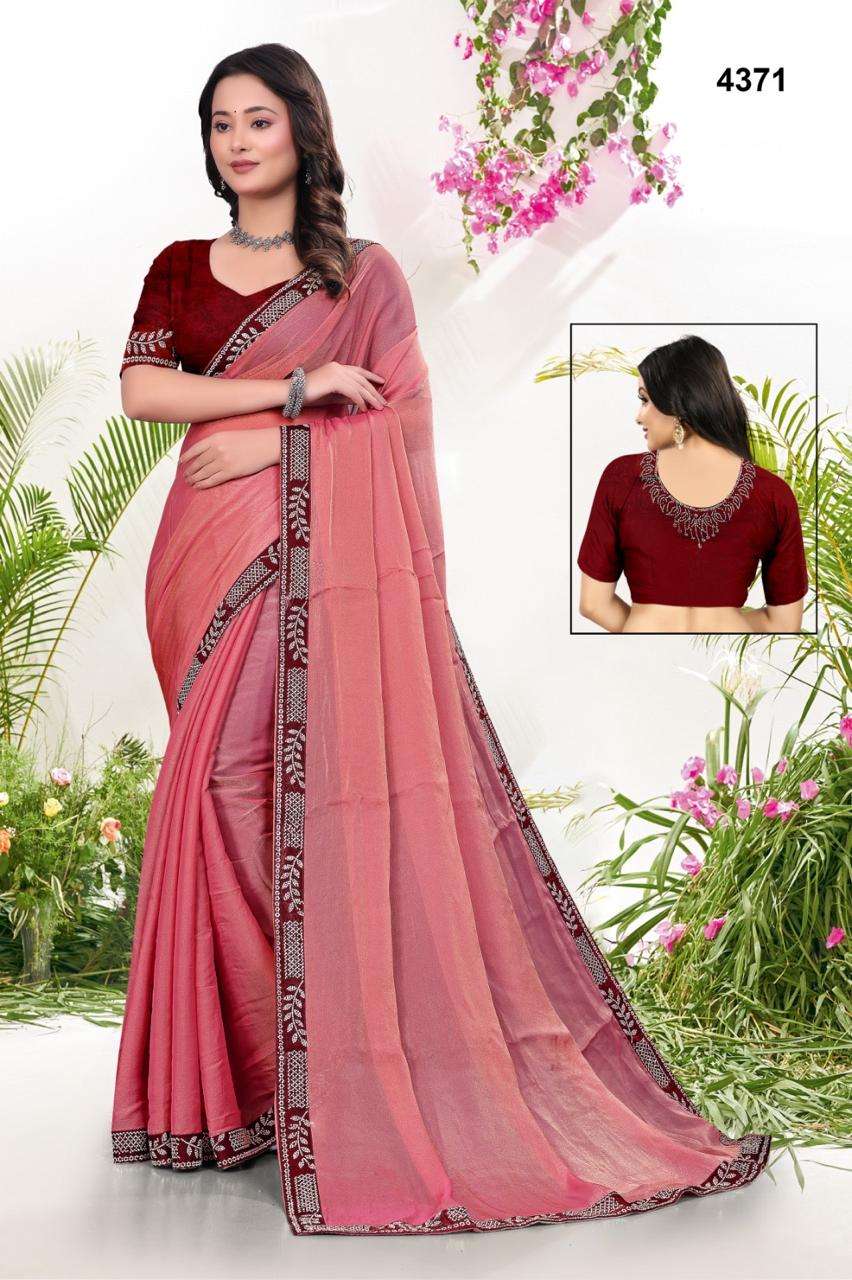 4371 COLOUR BY ASLIWHOLESALE FANCY CONTRAST ZARKAN WORK BORDER SAREES-00103