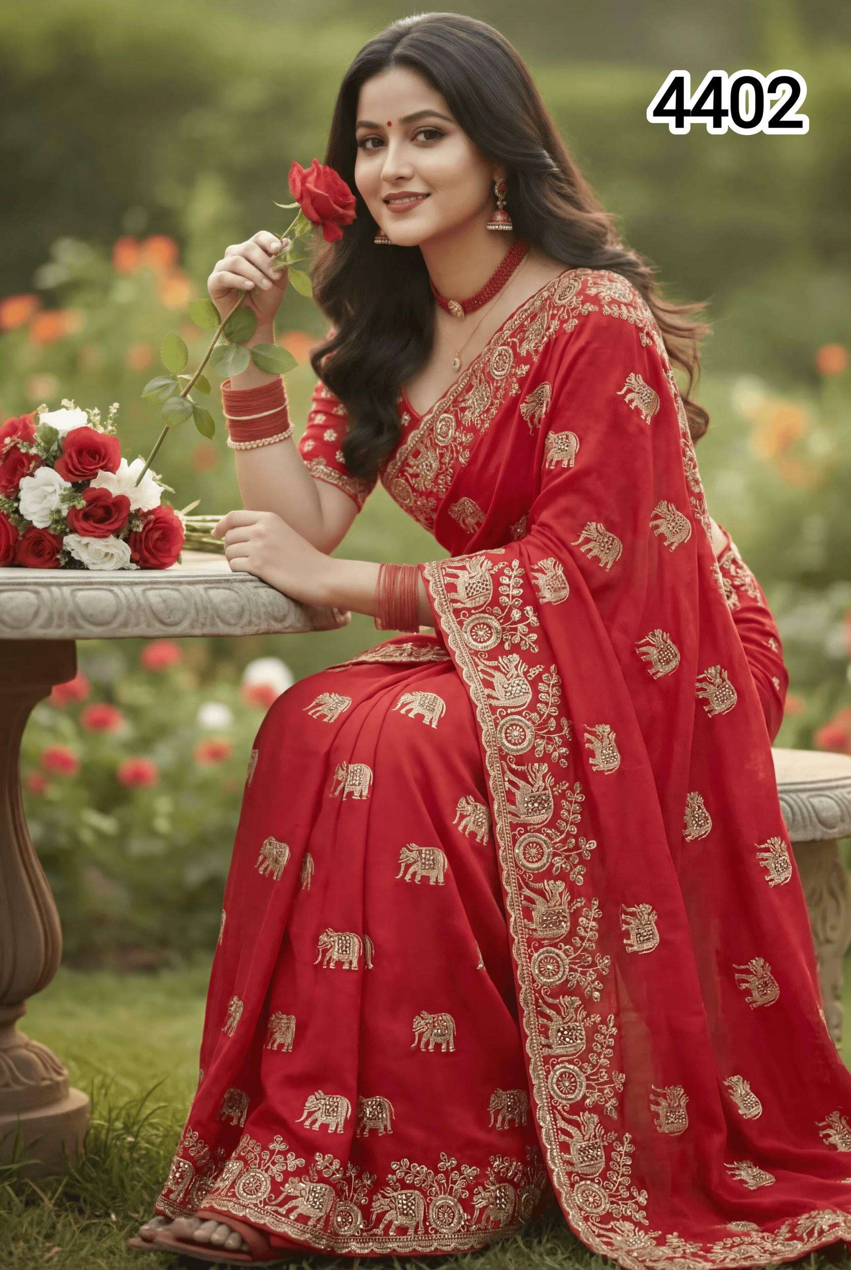 4402 COLOUR BY ASLIWHOLESALE FENDY SATIN EMBROIDERY SAREES-00103
