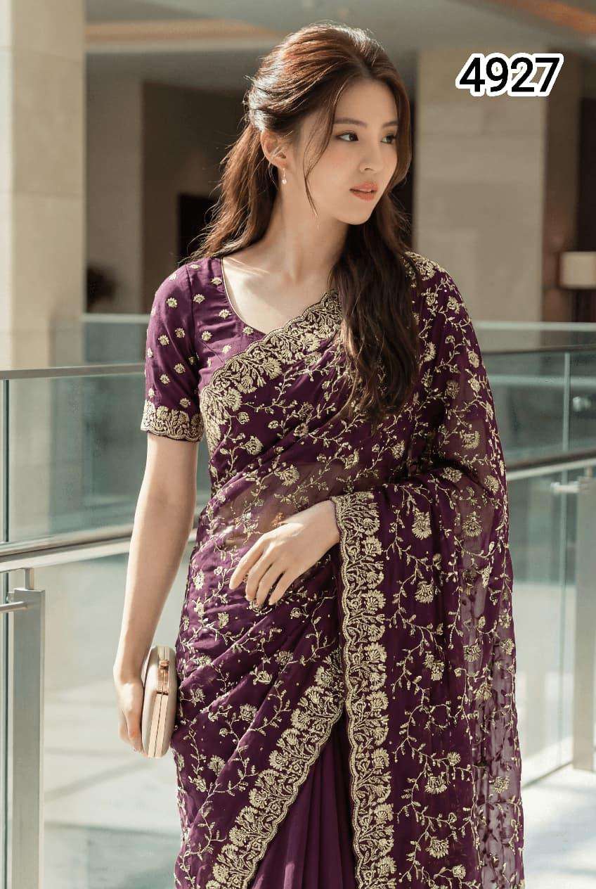 4927 COLOUR BY ASLIWHOLESALE DESIGNER PURE FANDY EMBROIDERY SAREES-00103