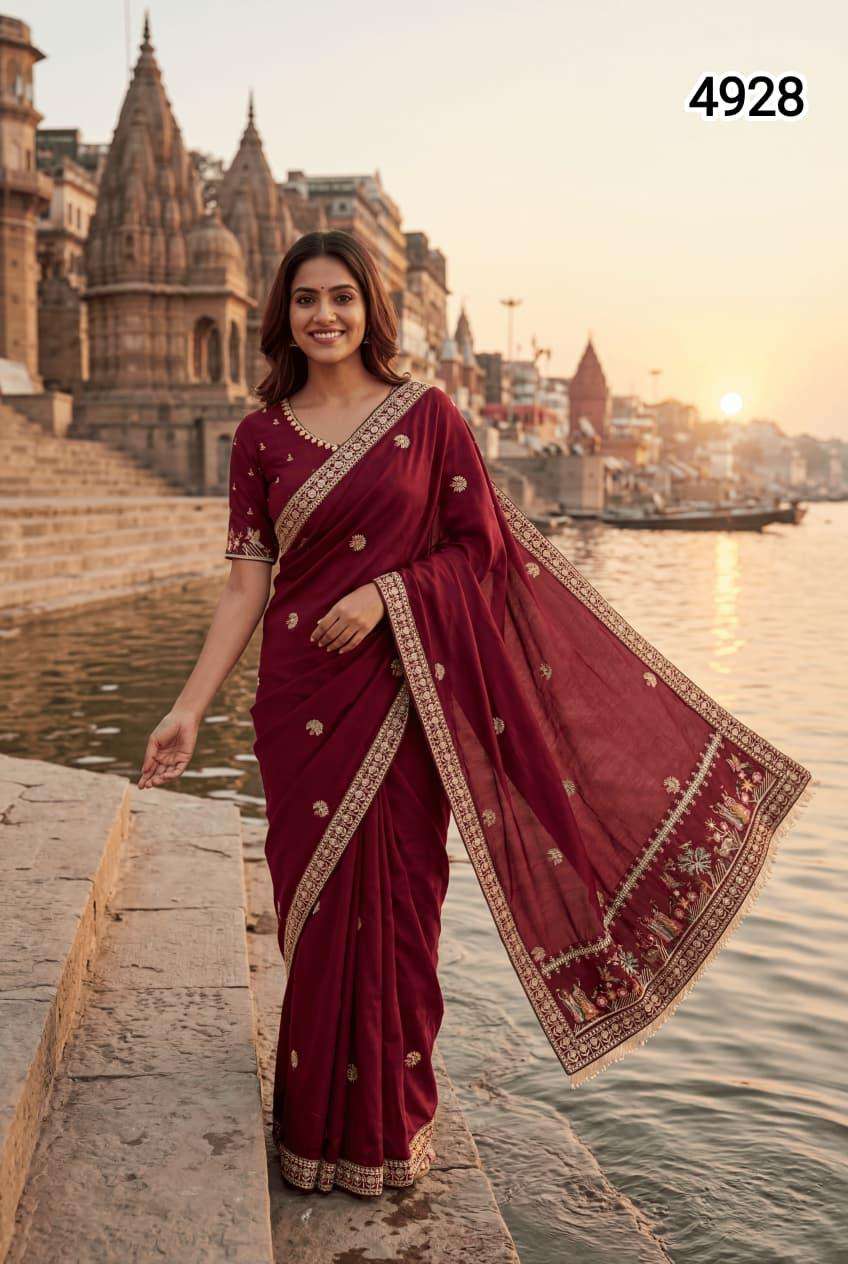 4928 COLOUR BY ASLIWHOLESALE VICHITRA SILK STONE WORK SAREES-00103