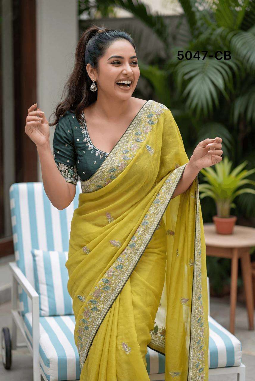 5047 COLOUR BY ASLIWHOLESALE SILK EMBROIDERY SEQUENCE SAREES-00103