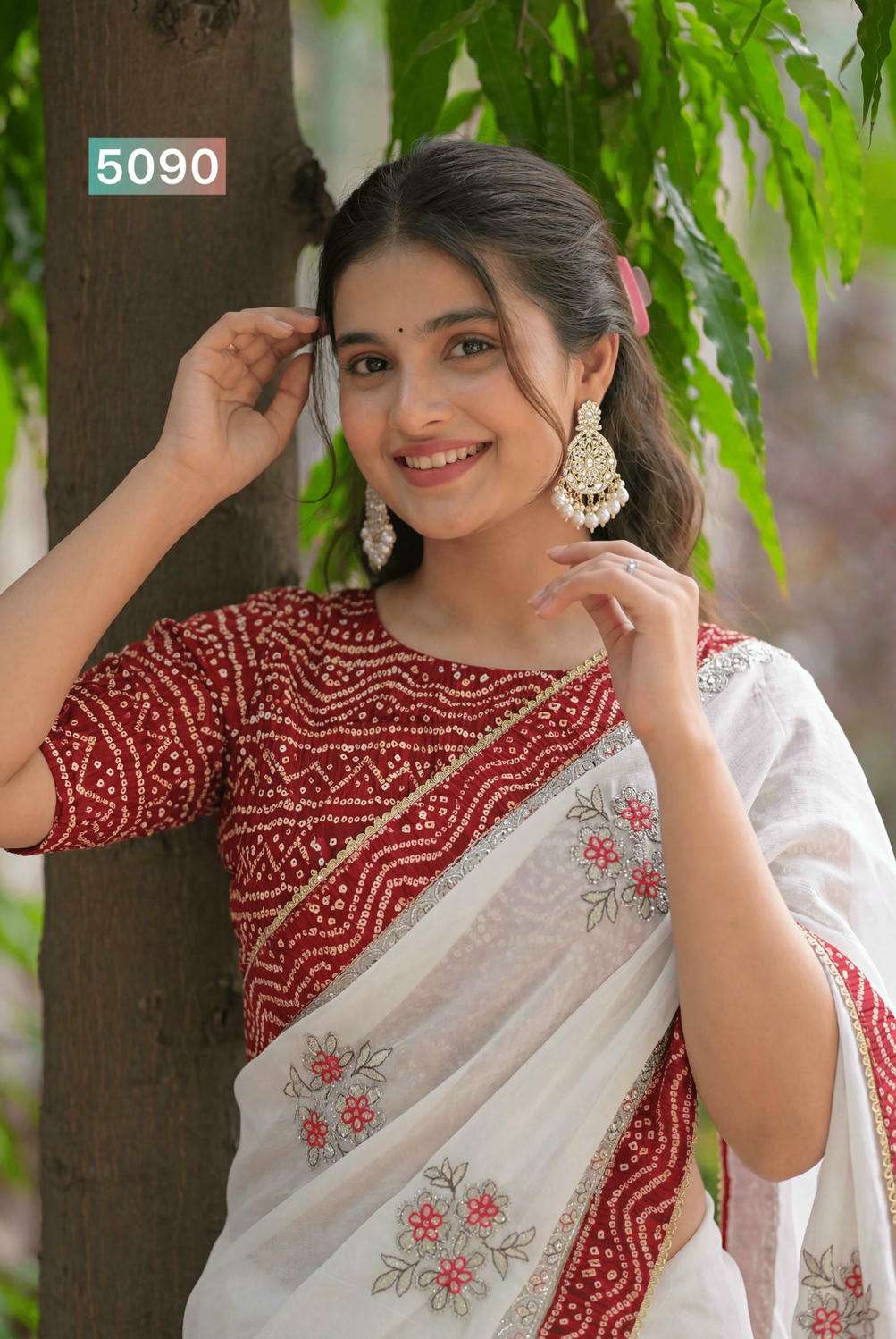 5090 COLOUR BY ASLIWHOLESALE CRUNCHY EMBROIDERY WORK SAREES-00103