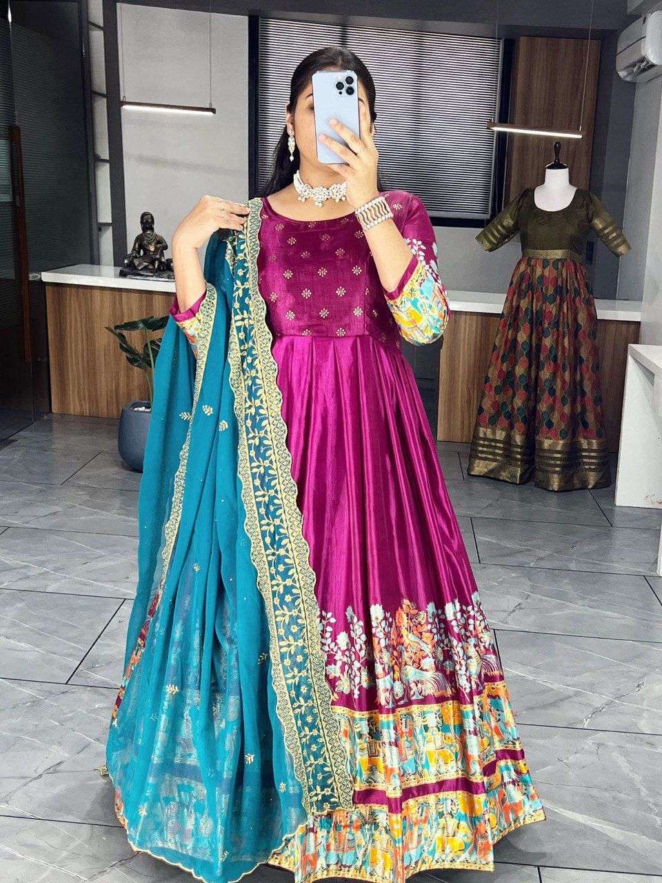 6156 COLOUR BY ASLIWHOLESALE DESIGNER PURE SILK GOWN-00135