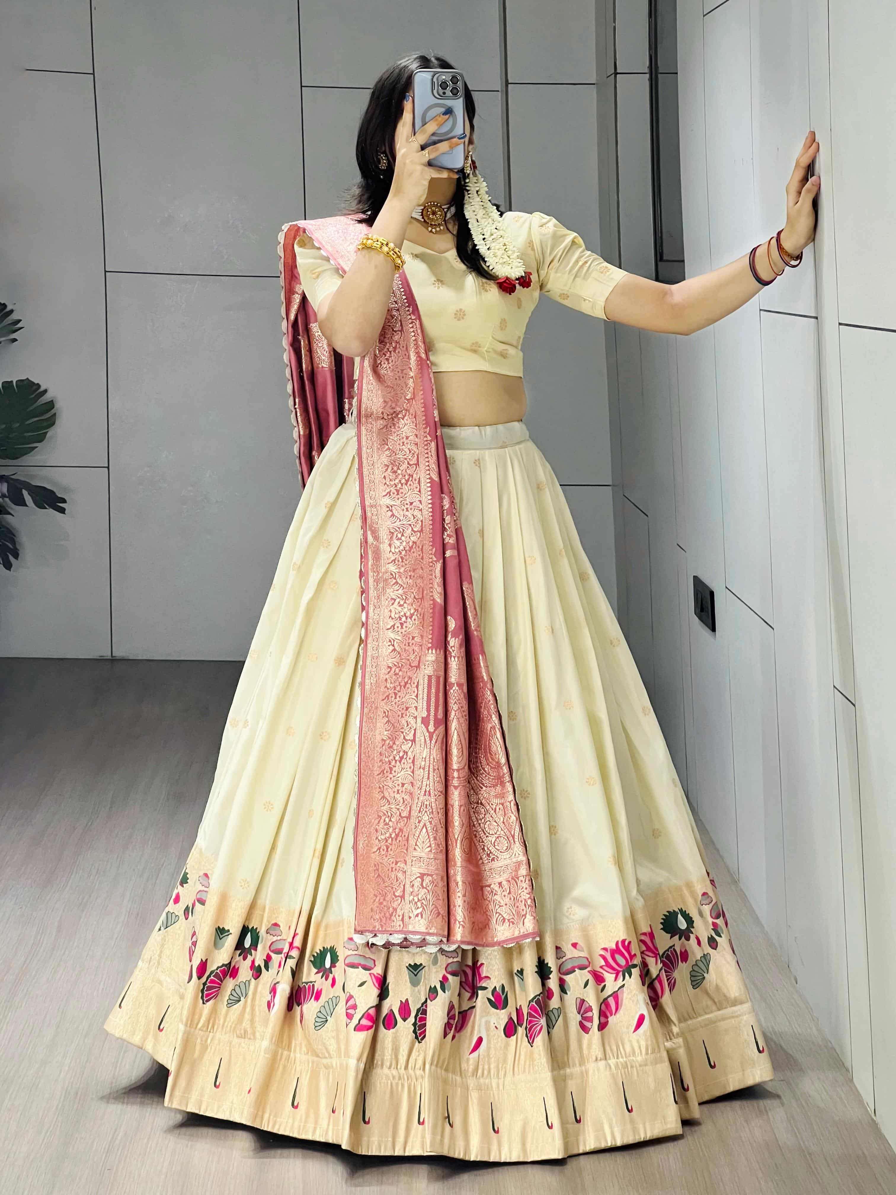 8142 COLOUR BY ASLIWHOLESALE PAITHANI SILK PRINTED SEMI-STITCHED LEHENGAS-00135