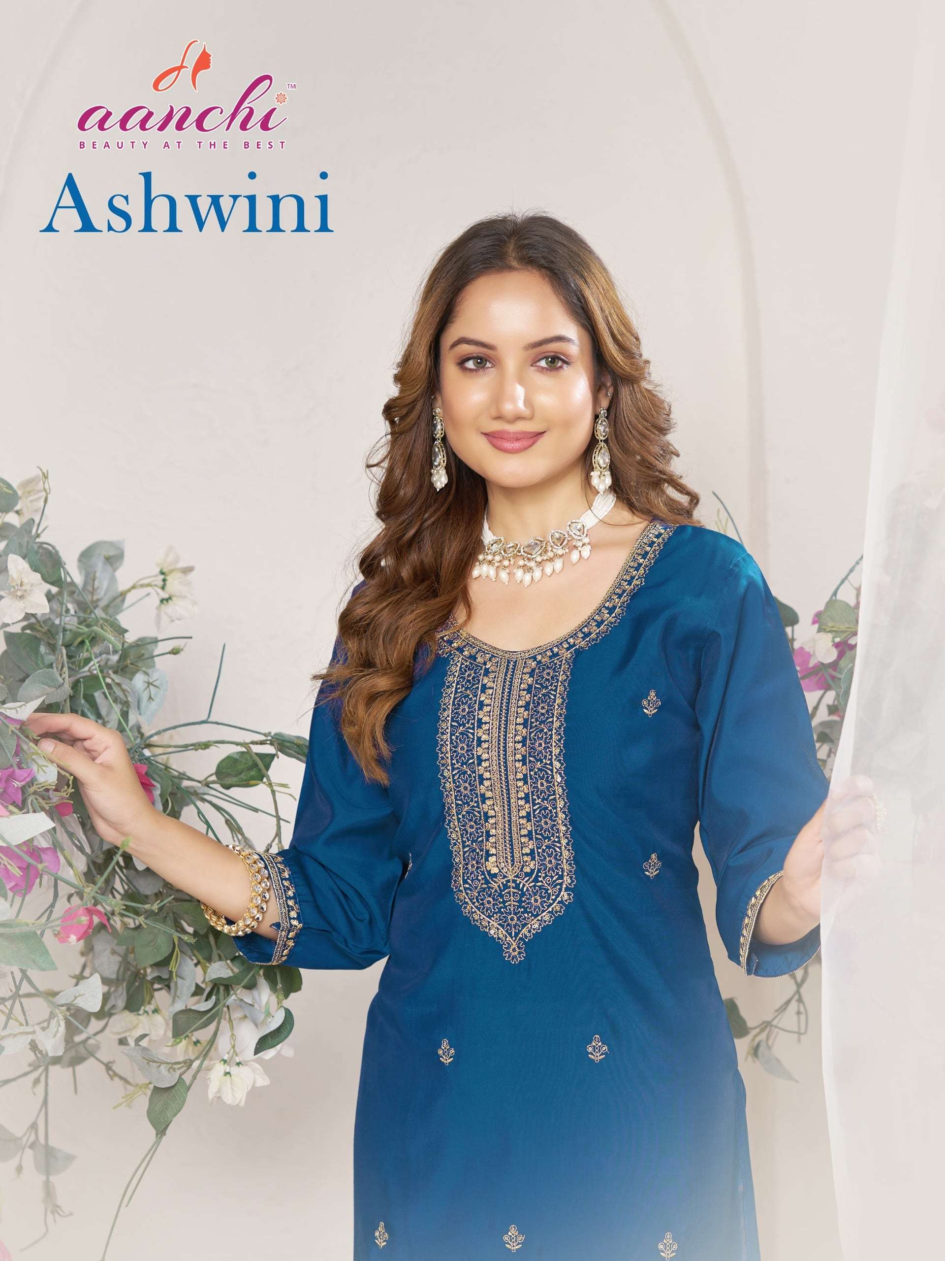 AANCHI ASHWINI ROMAN SILK STITCHED EMBROIDERY KURTIS-00286