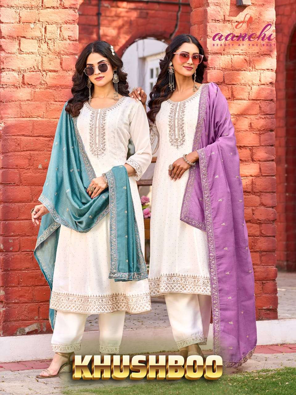 AANCHI KHUSHBOO VICHITRA SILK EMBROIDERY ANARKALI SUIT SET-00286