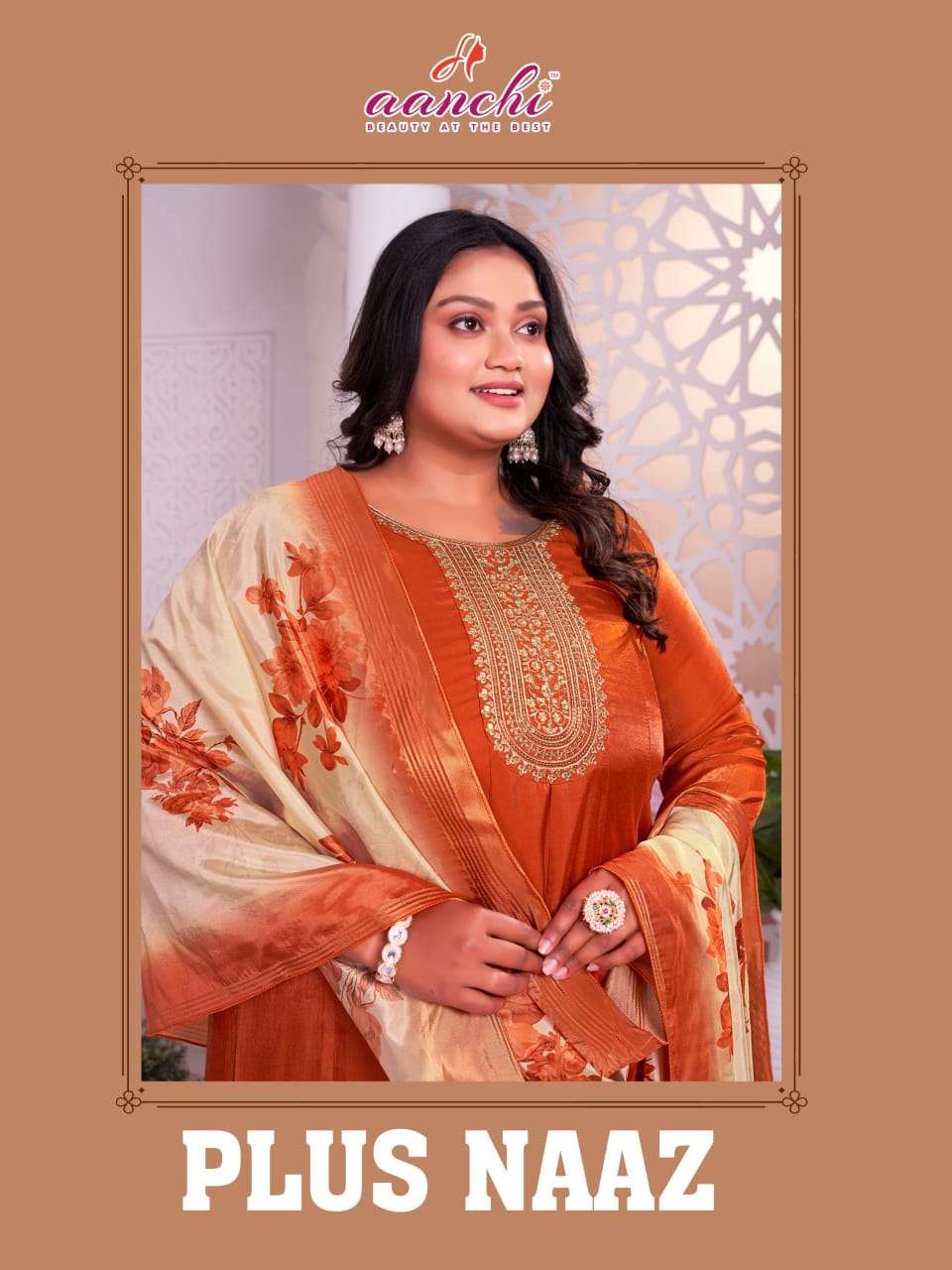 AANCHI PLUS NAAZ ROMAN EMBRODIERY STITCHED ANARKALI SUITS SET-00286