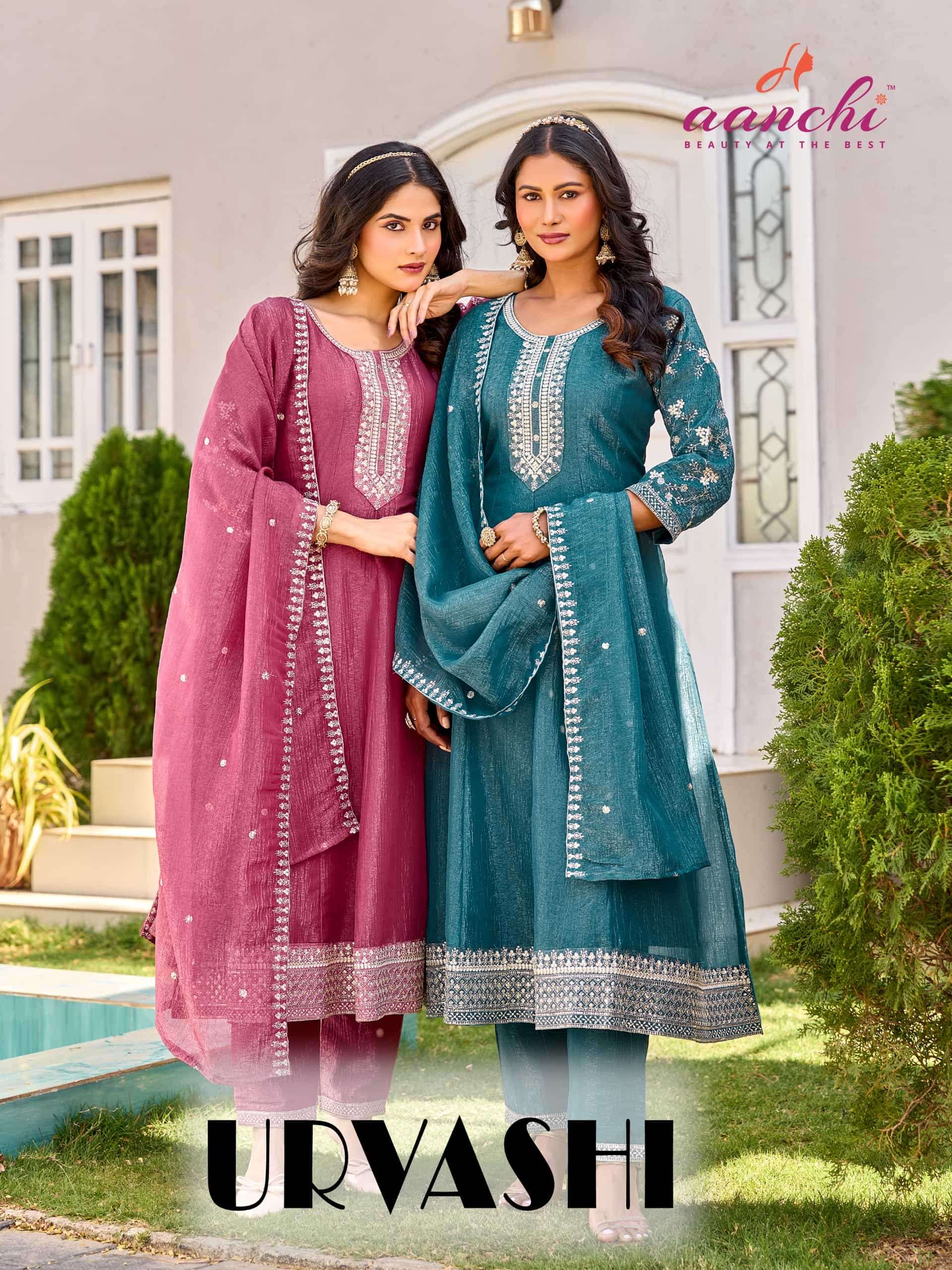 AANCHI URVASHI VICHITRA SILK PREMIUM STITCHED ANARKALI SUIT-00286