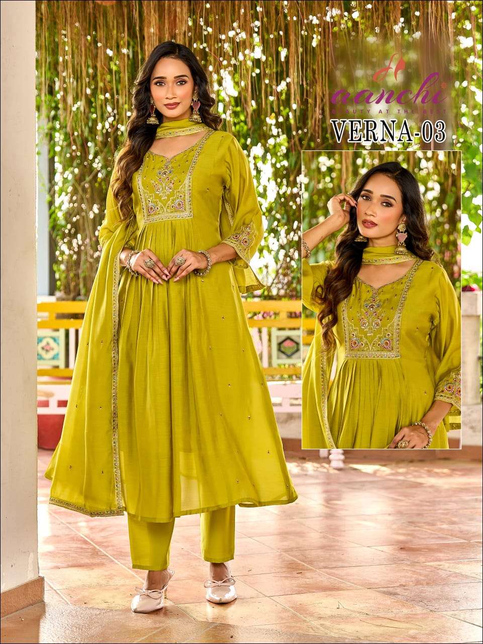 AANCHI VERNA CHANDERI EMBROIDERY STITCHED DRESSES SET-00286