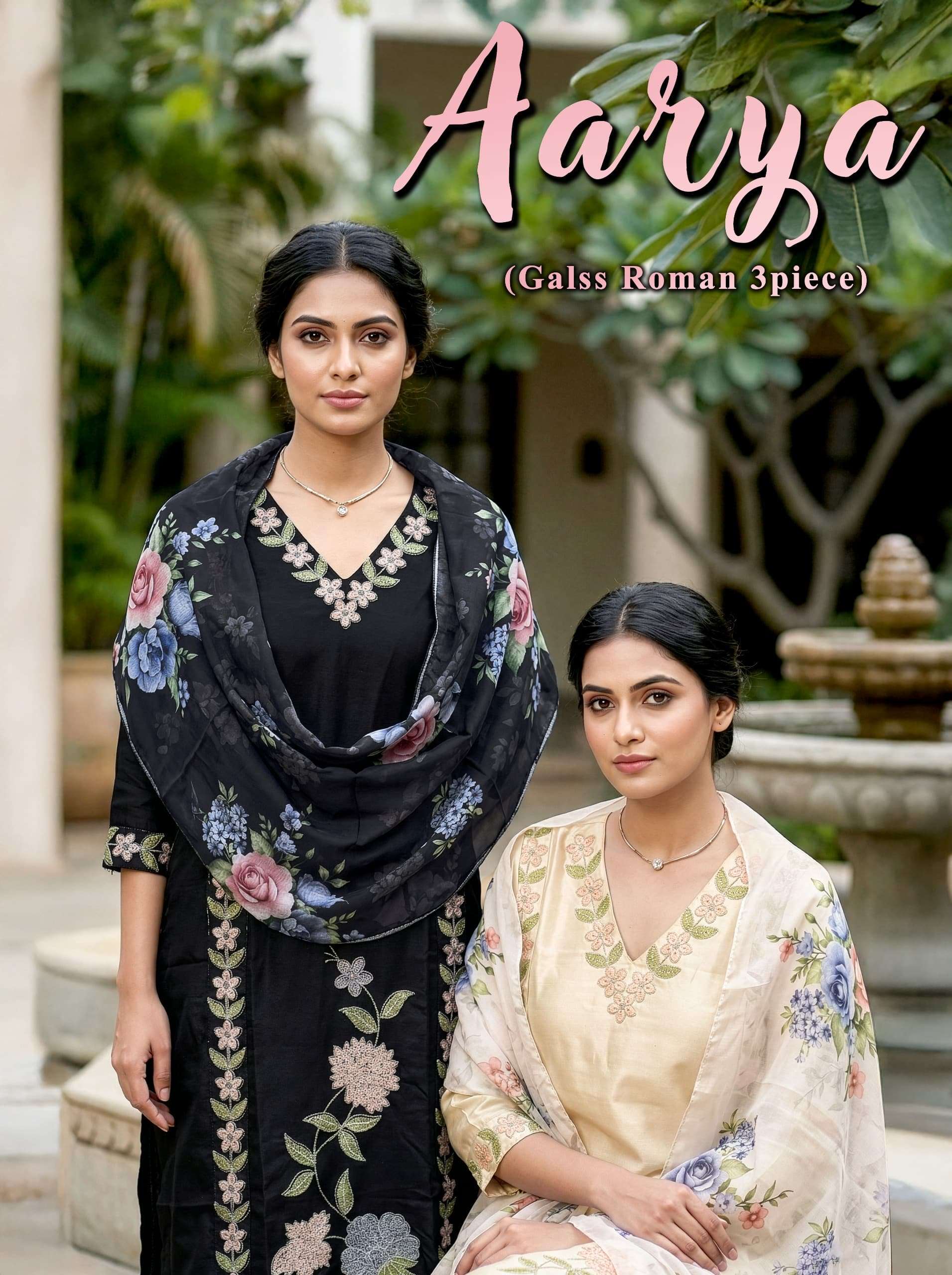 AARYA BY ASLIWHOLESALE 1001 TO 1006 SERIES GLASS ROMAN PRINTED DRESSES-00320