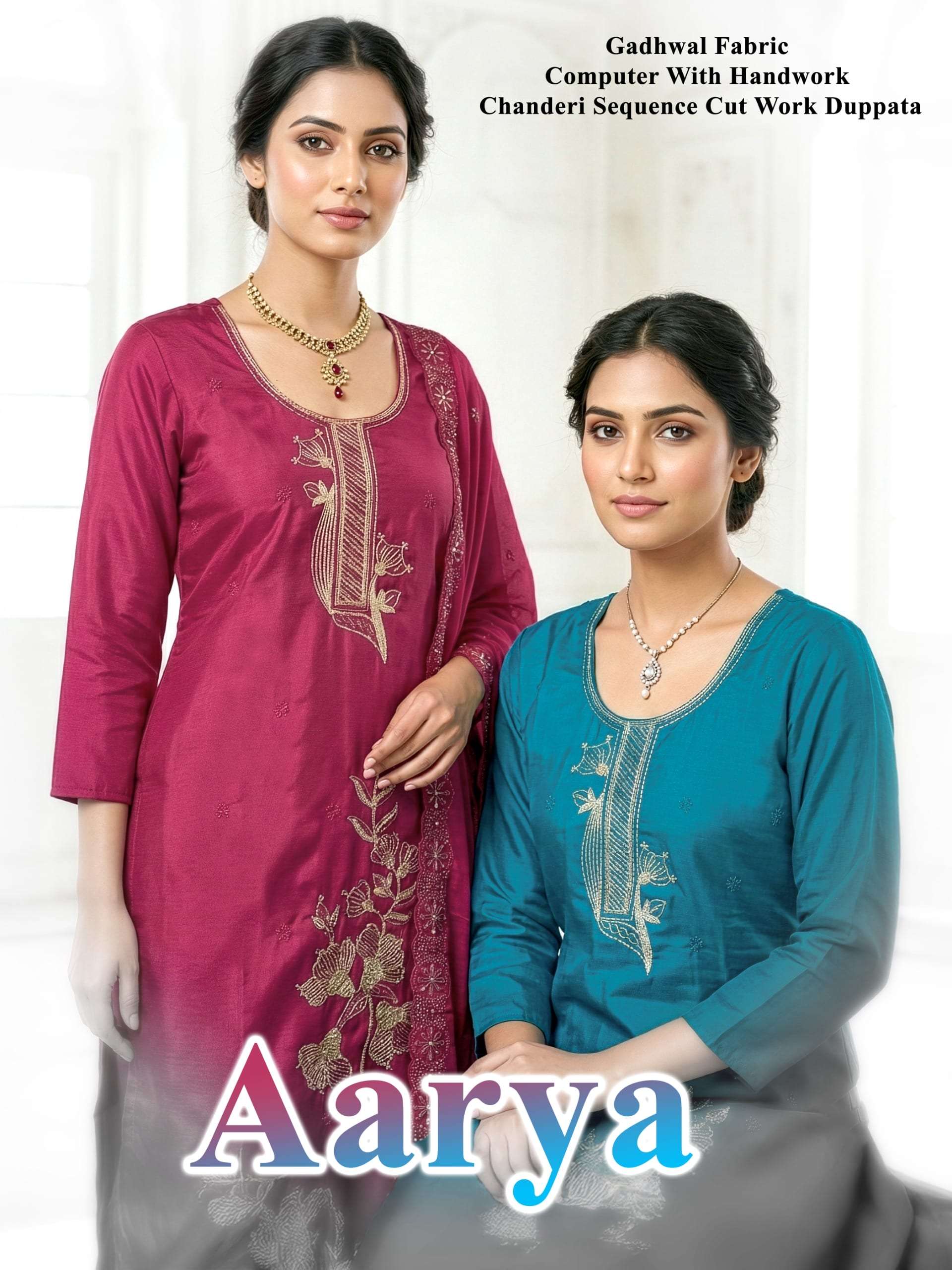 AARYA BY ASLIWHOLESALE GADHWAL SILK EMBROIDERY STITCHED DRESSES-00320