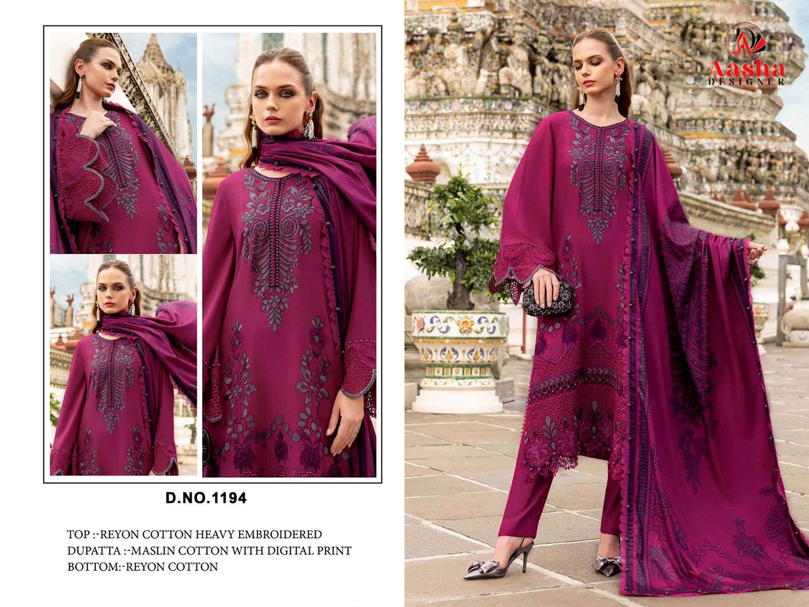 AASHA 1194 SERISE PURE RAYON COTTON EMBROIDERY PAKISTANI DRESS-00062