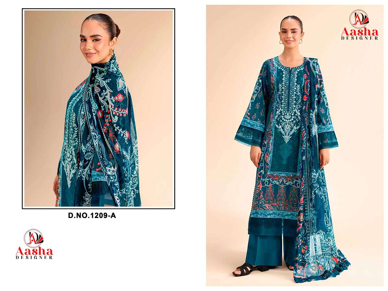 AASHA 1209 A TO B SERIES PURE COTTON PRINTED PAKSTANI DRESS-00071
