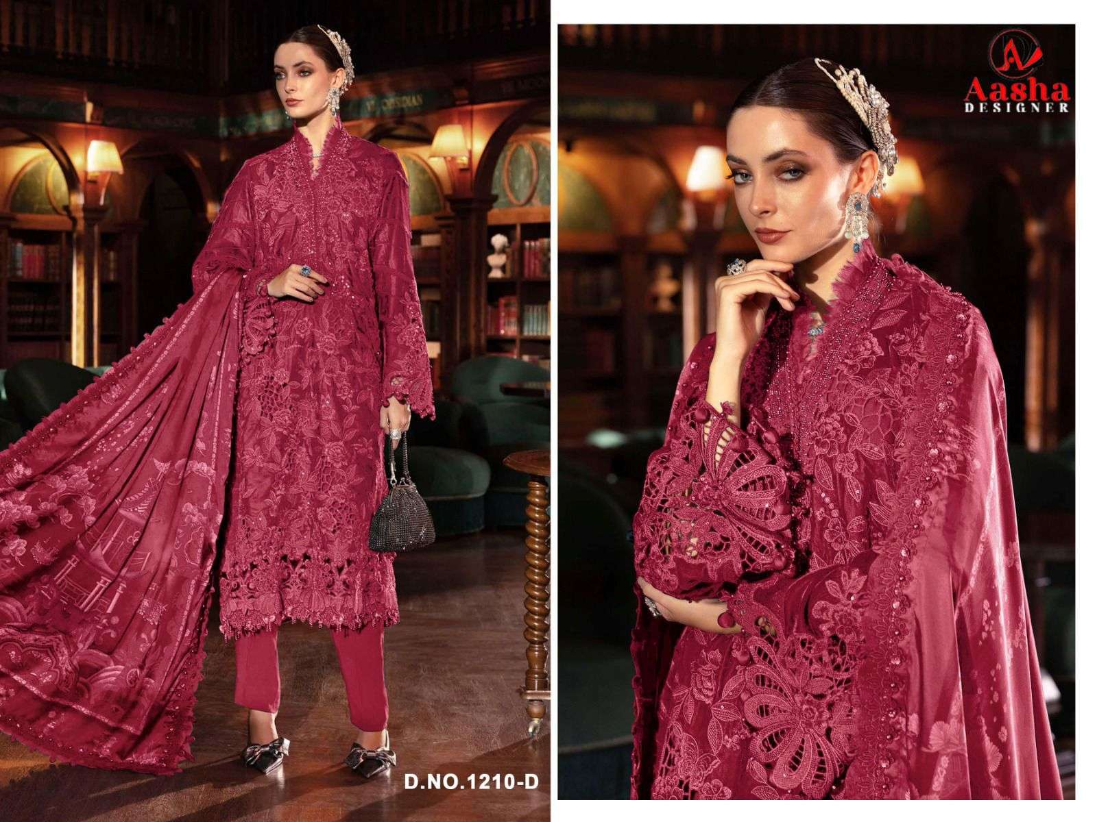 AASHA 1210 A TO D SERIES PURE COTTON EMBROIDERY PAKISTANI DRESSES-00062