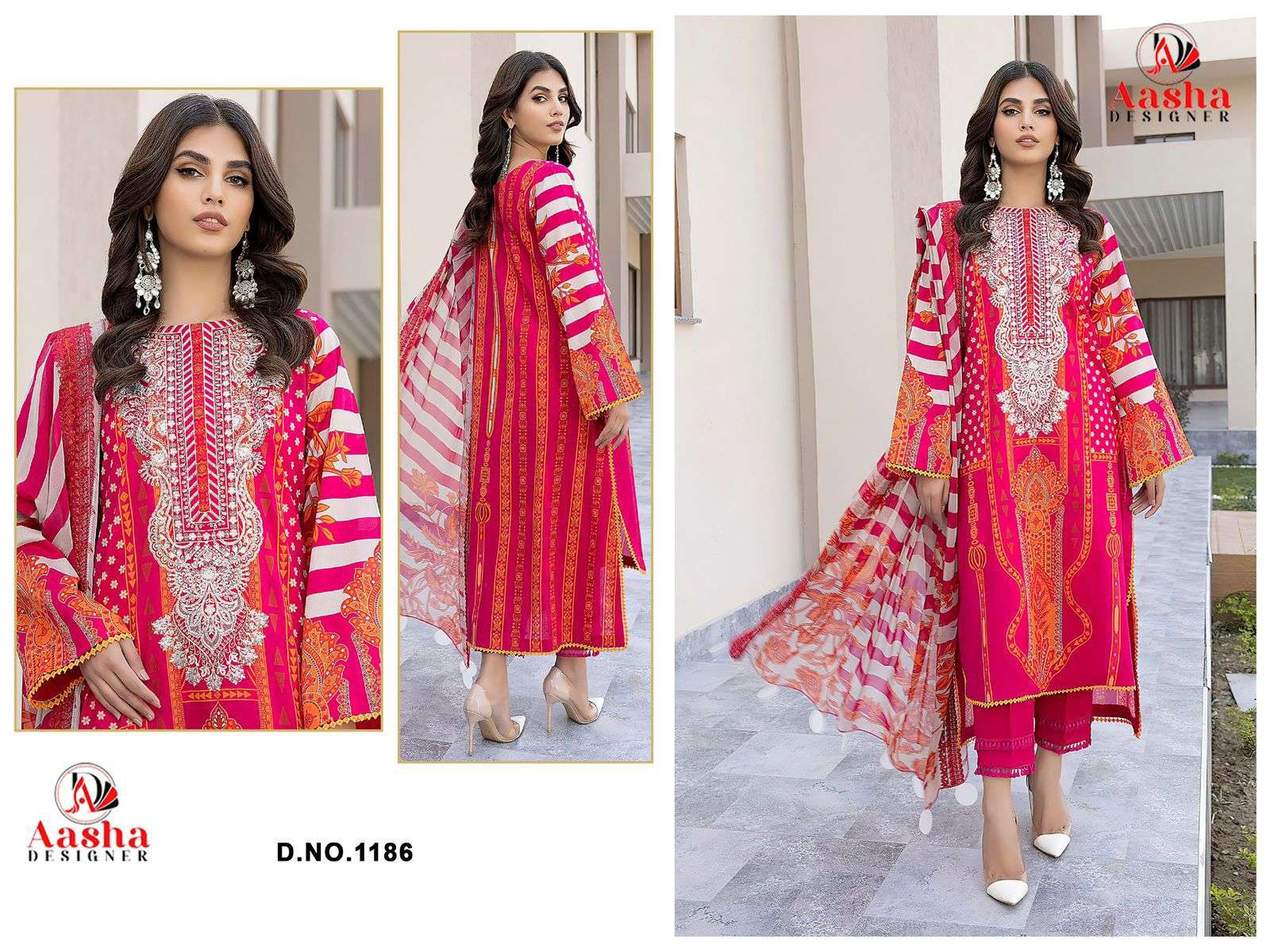 AASHA DESIGNER 1186 COTTON EMBROIDERY PAKISTANI DRESSES-00062