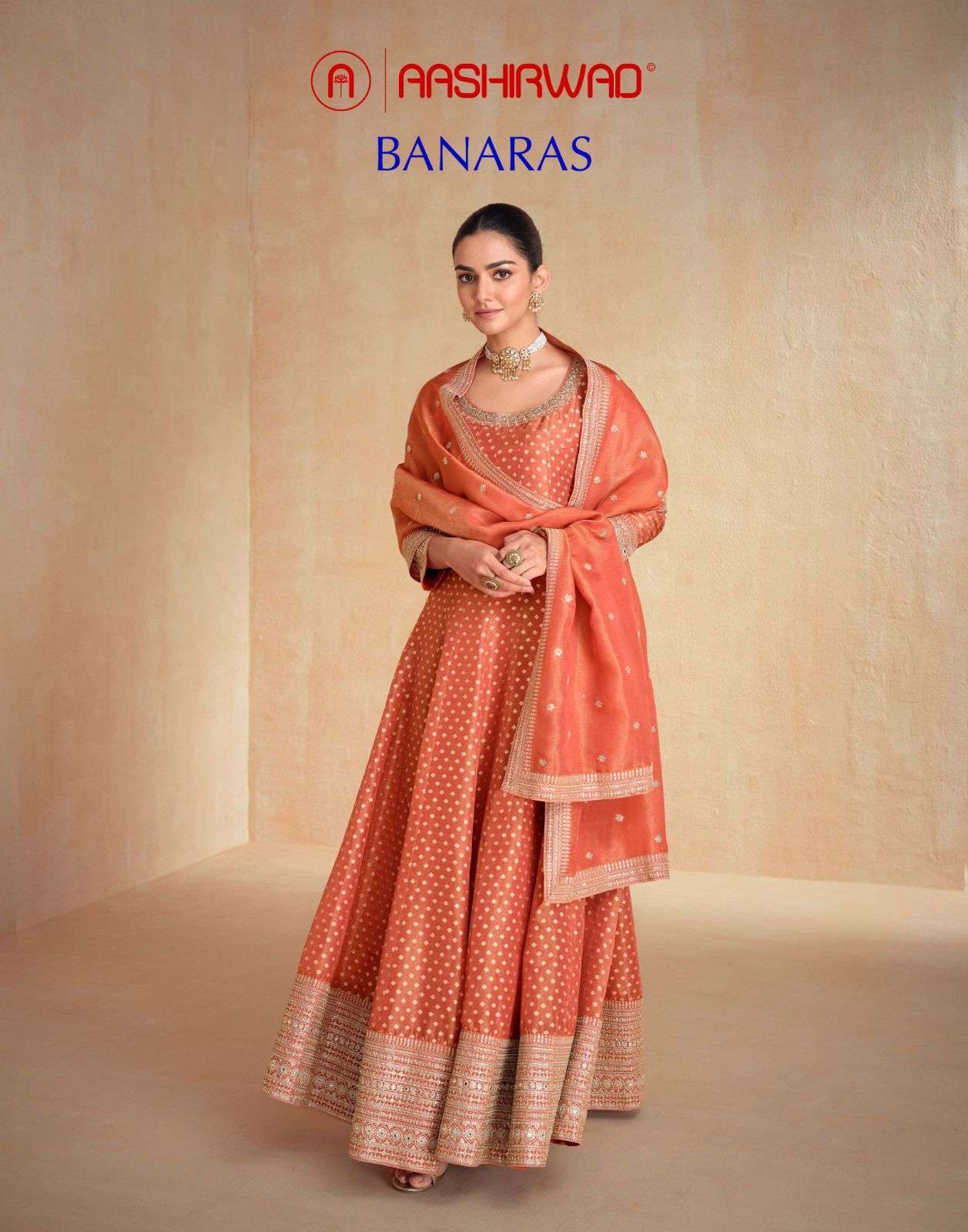 AASHIRWAD CREATION BANARAS 10215 TO 10216 SERIES PURE ORGANZA SILK DRESSES-00150