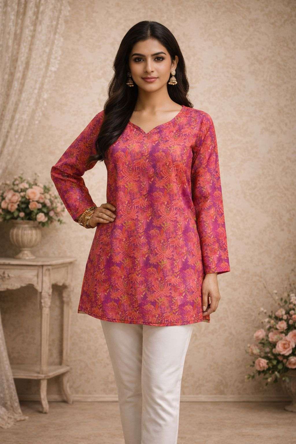 AAWIYA  RJ-14 MUSLIN PREMIUM PRINTED SHORT STITCHED KURTIS-00060