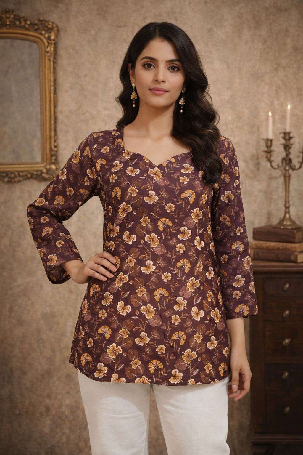 AAWIYA RJ-18 MUSLIN PREMIUM PRINTED SHORT STITCHED KURTIS-00060
